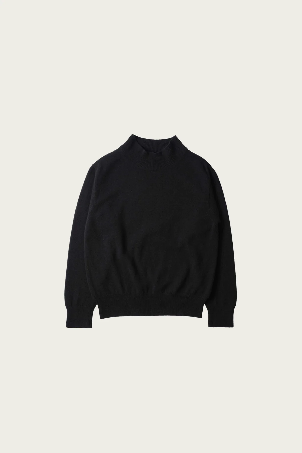 Mock Neck Jumper - Black Geelong Lambswool - 1