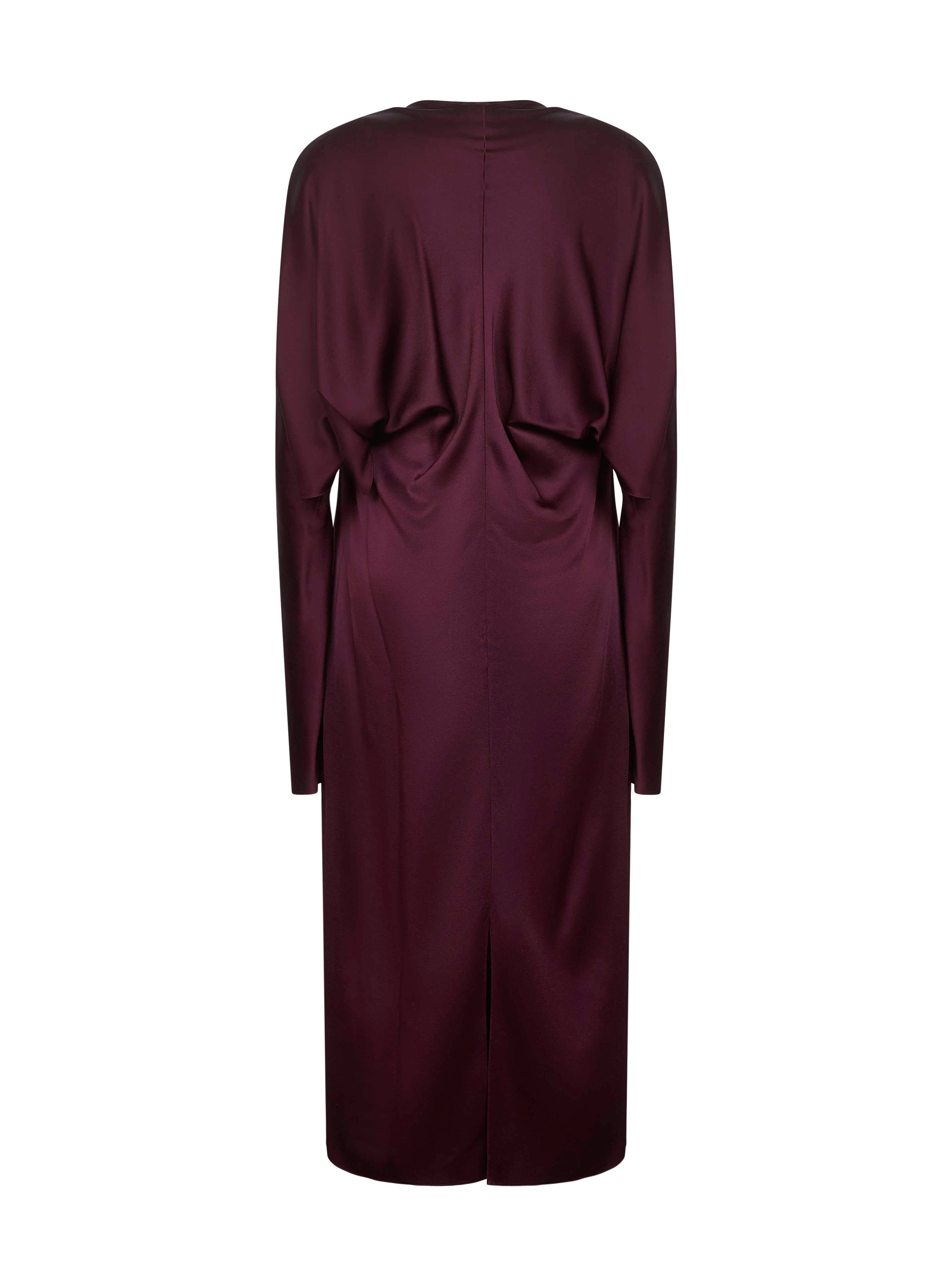 Burgundy satin midi dress - 2