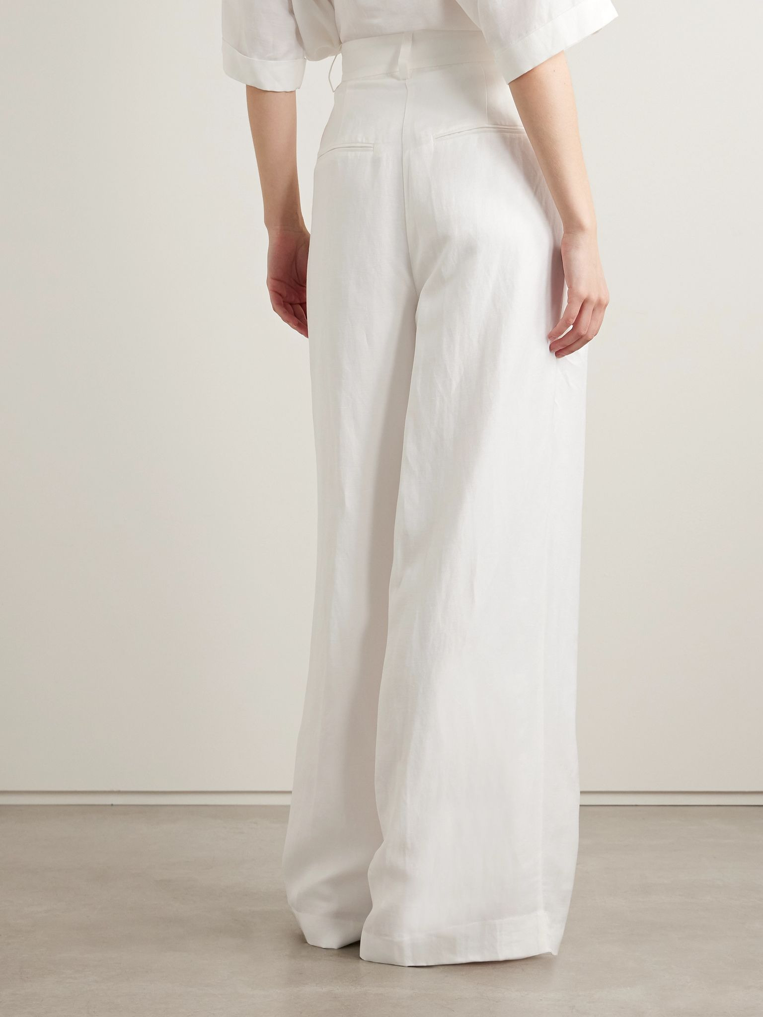Lou pleated woven wide-leg pants Ivory - 4