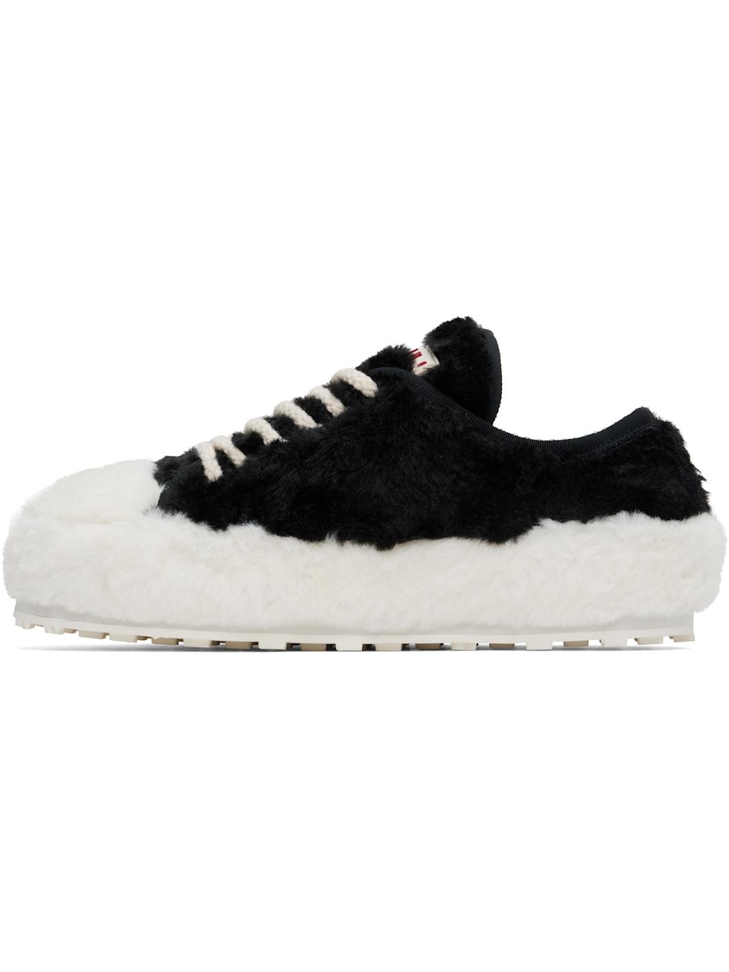 Black & White Teddy Tennis Sneakers - 3