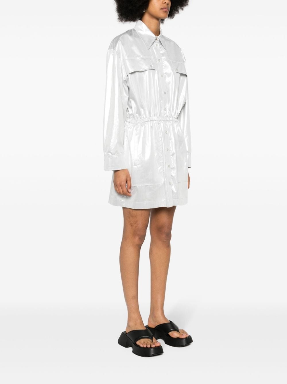 metallic-finish shirt dress - 3