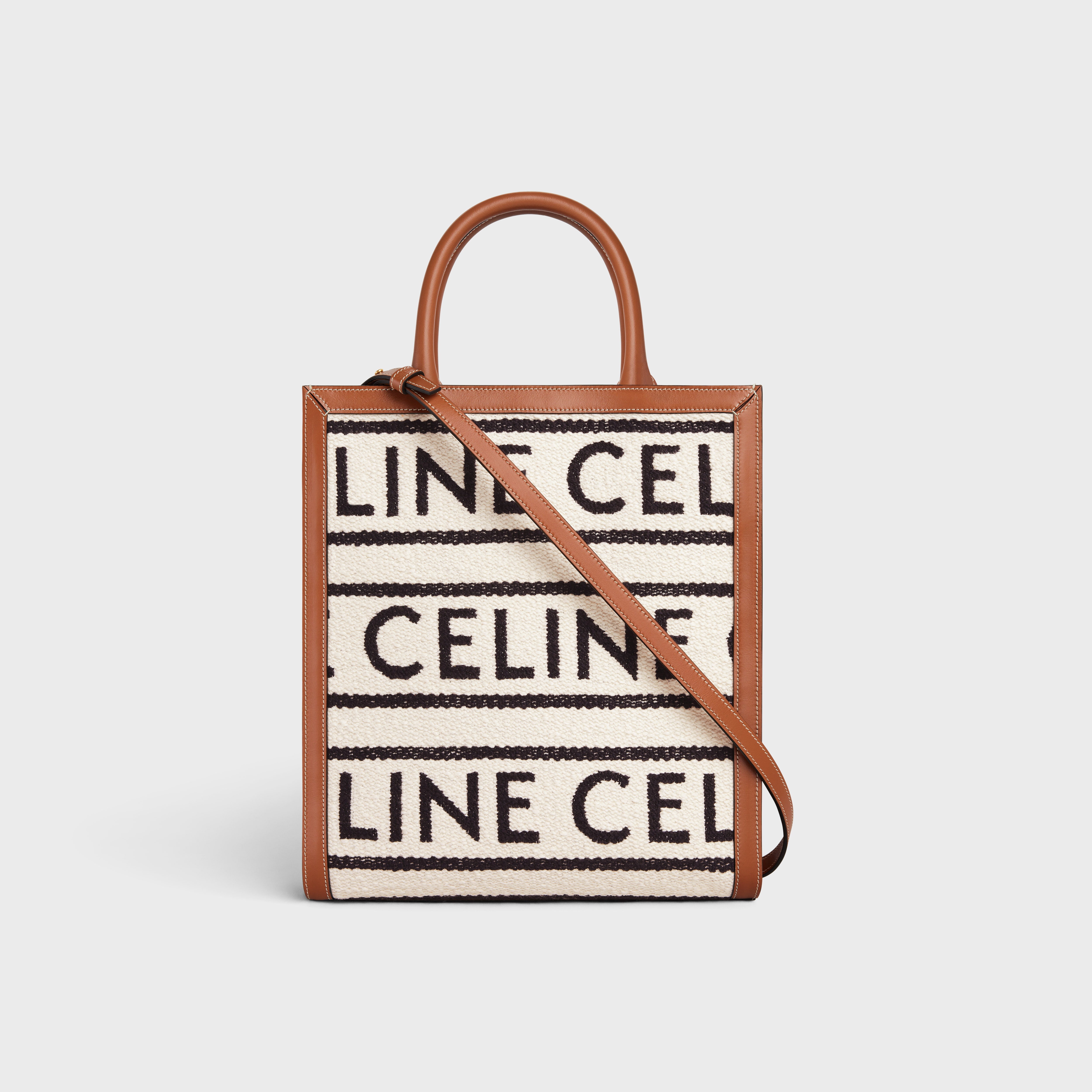 Small Vertical Cabas Celine in Textile with Celine All-Over and Calfskin - 3