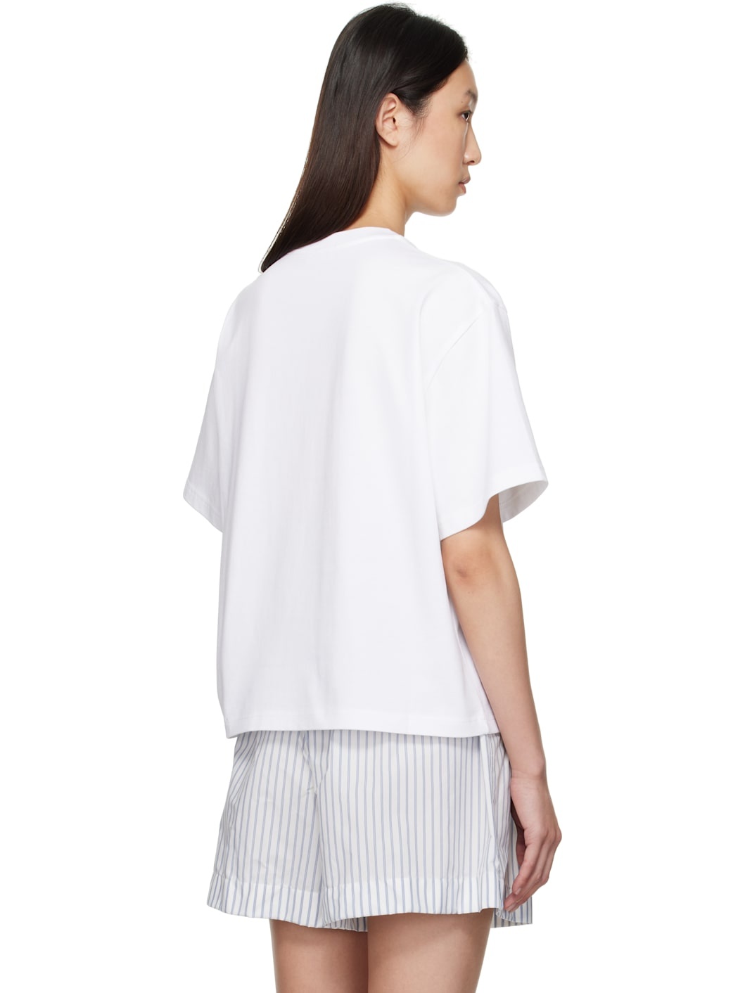 White Embroidered Cherry Logo Cotton T-shirt - 3