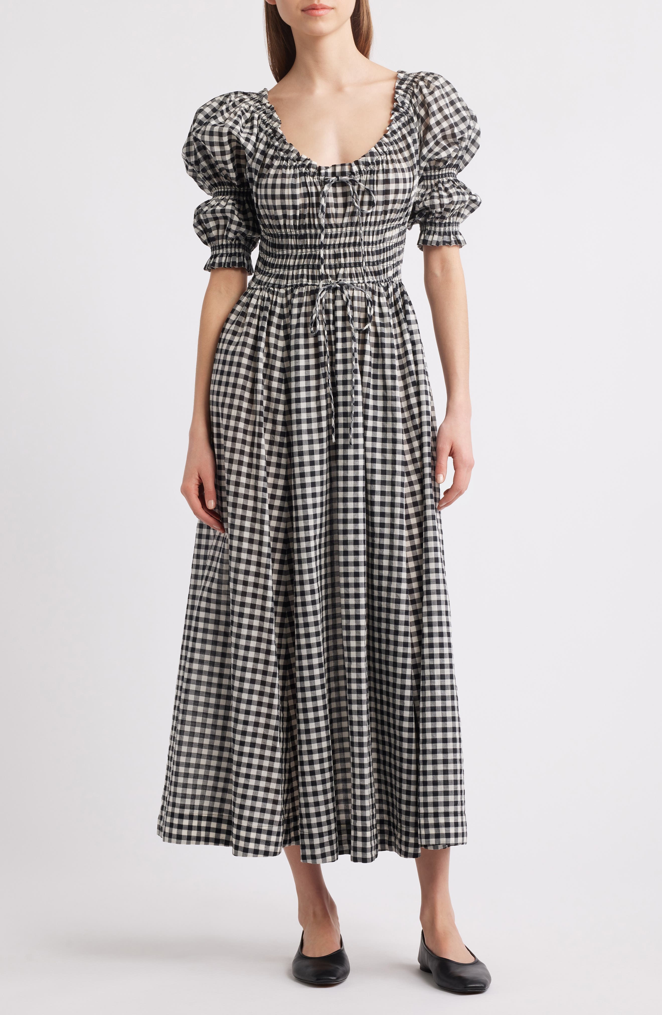 DÔEN Ischia Gingham Convertible Organic Cotton Maxi Dress in Noir Greta Gingham at Nordstrom - 1