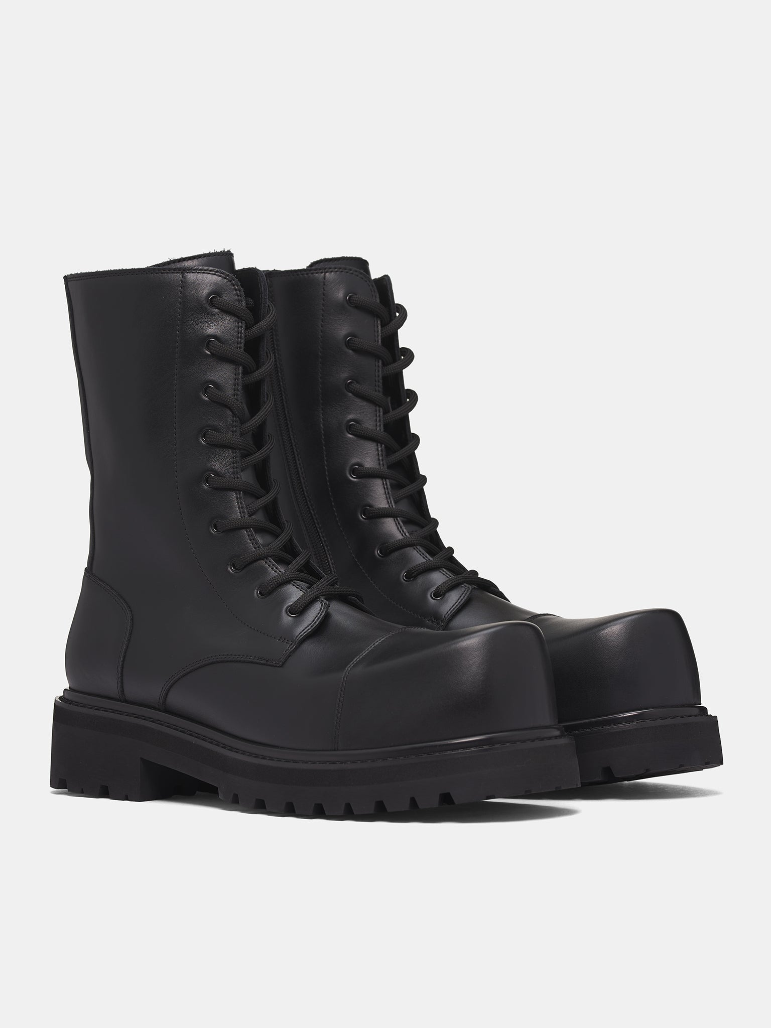 Black Stomp Combat Boots - 2