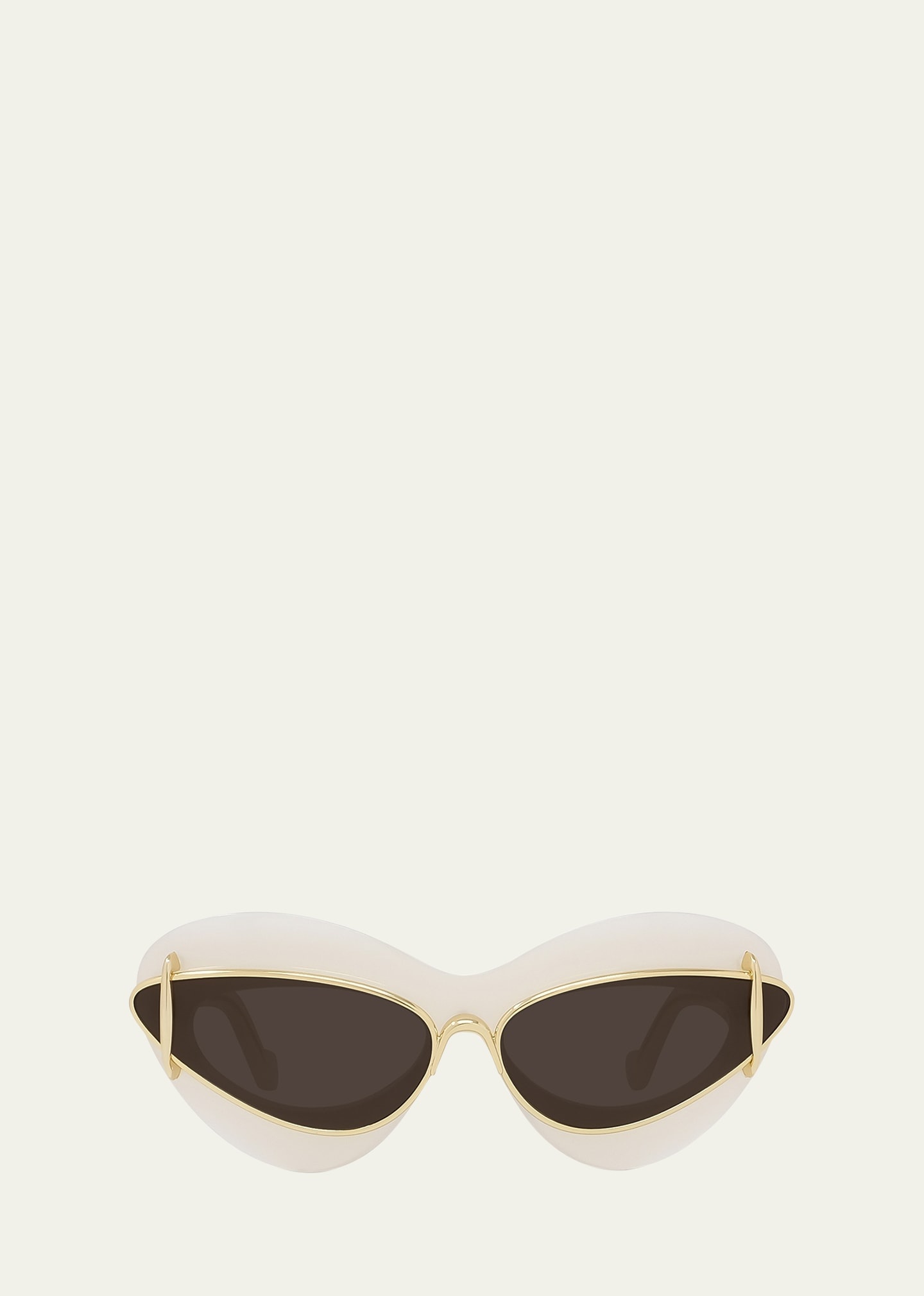 Double Frame Mixed-Media Cat-Eye Sunglasses - 1