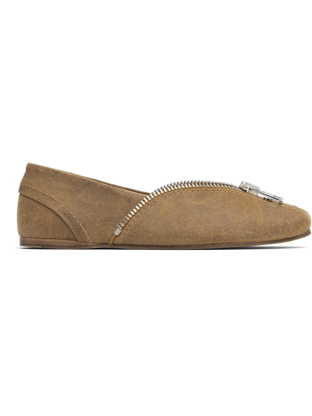 Tan Biker Ballerina Flats - 1