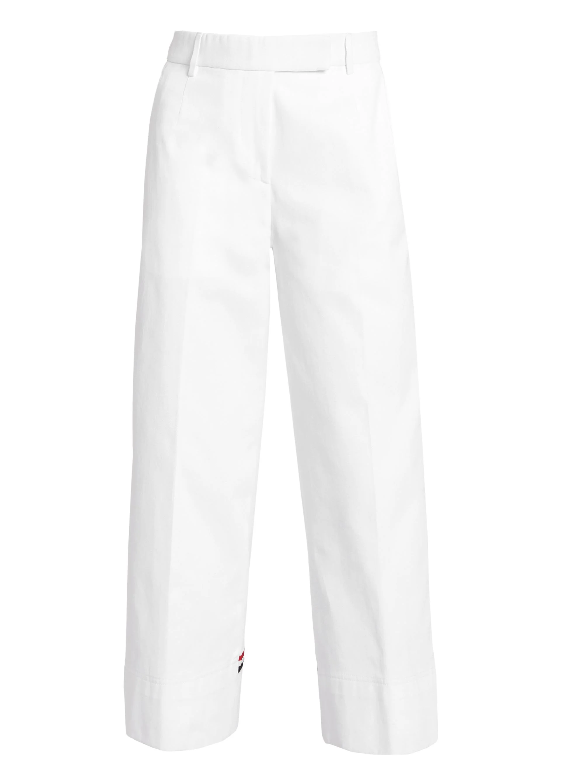 Women's Cotton Gabardine Crop Trousers - White - 1