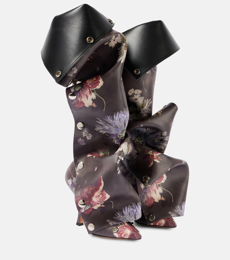 Snap 100 floral leather knee-high boots - 1
