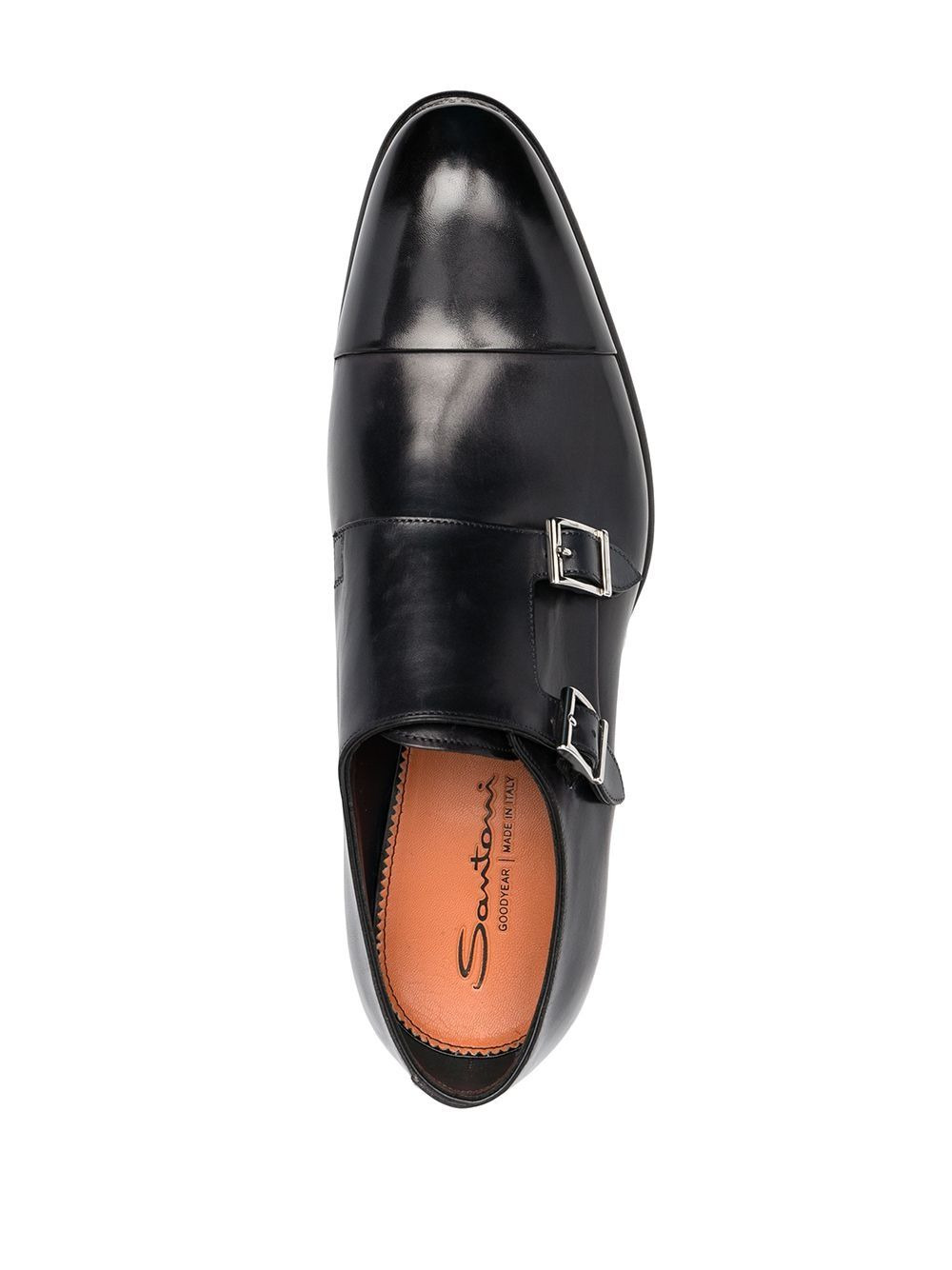 double-buckle leather monk shoes - 4