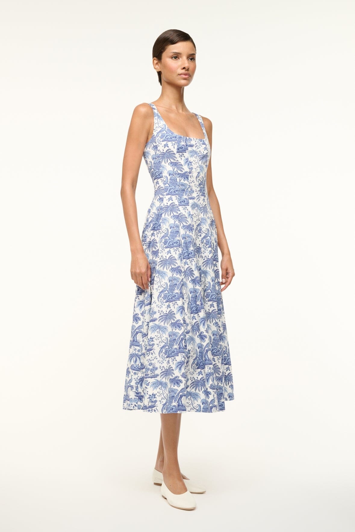 STAUD WELLS DRESS | CHINA BLUE TOILE - 3