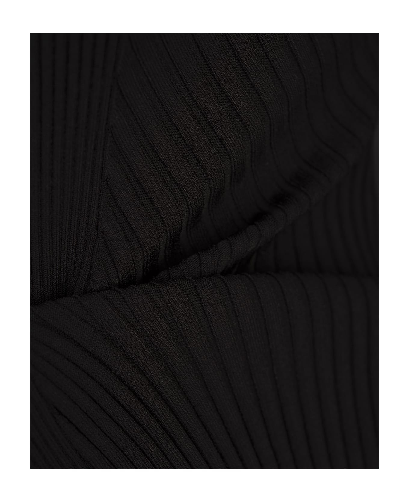 Black Knitted Midi Dress With Cut Out - 4
