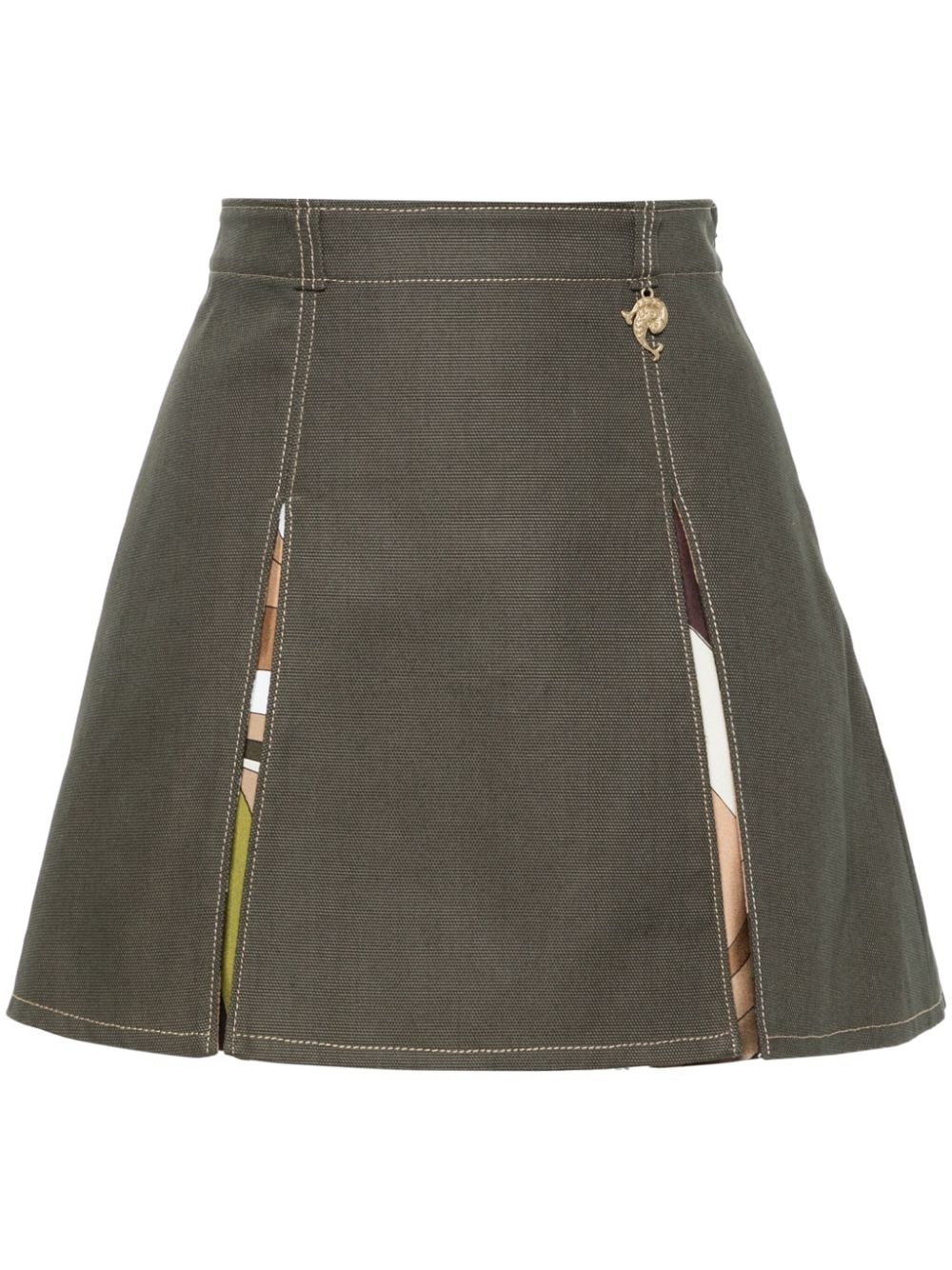 box-pleated twill miniskirt - 1