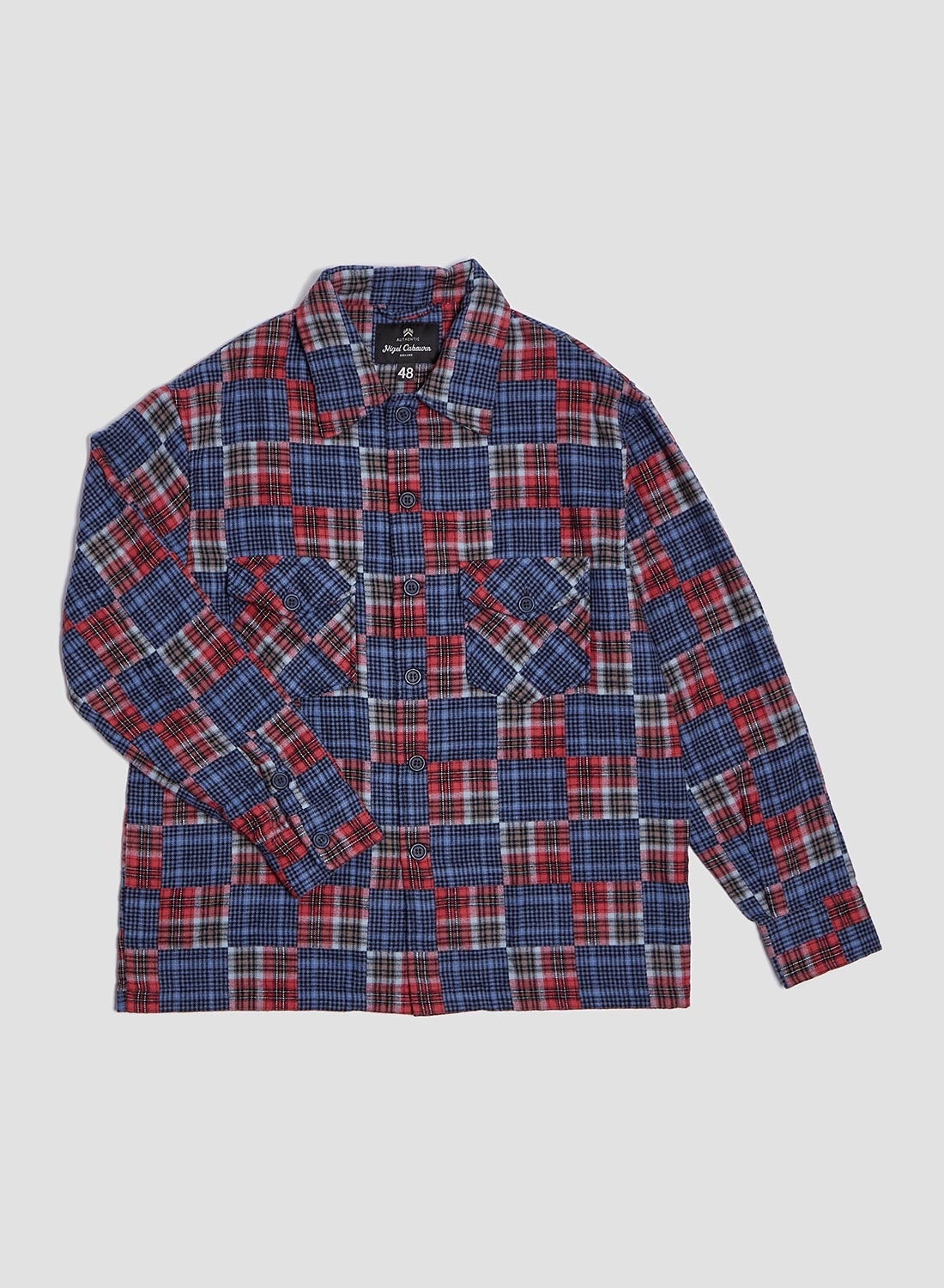 Overshirt With Cape in Red Check - 1
