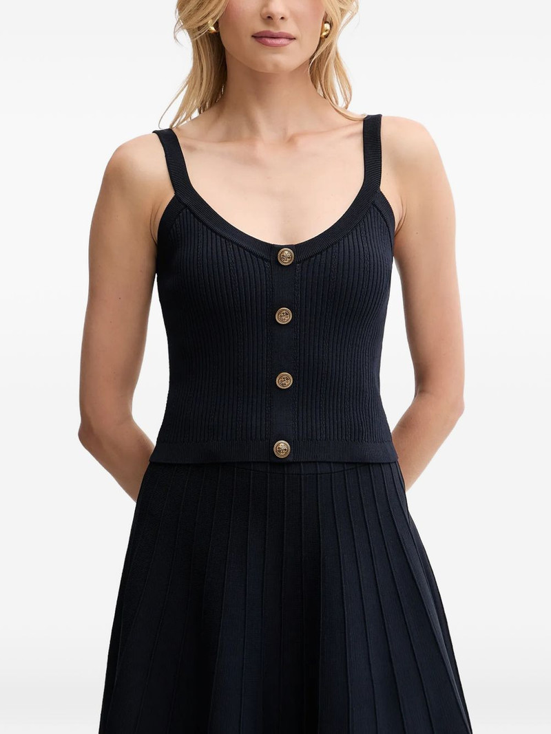 Emmie ribbed-knit button top 1