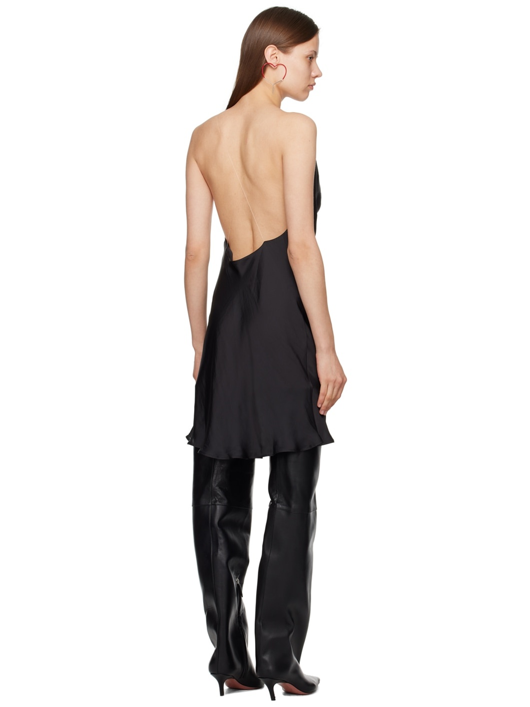 Black Invisible Strap Minidress - 3