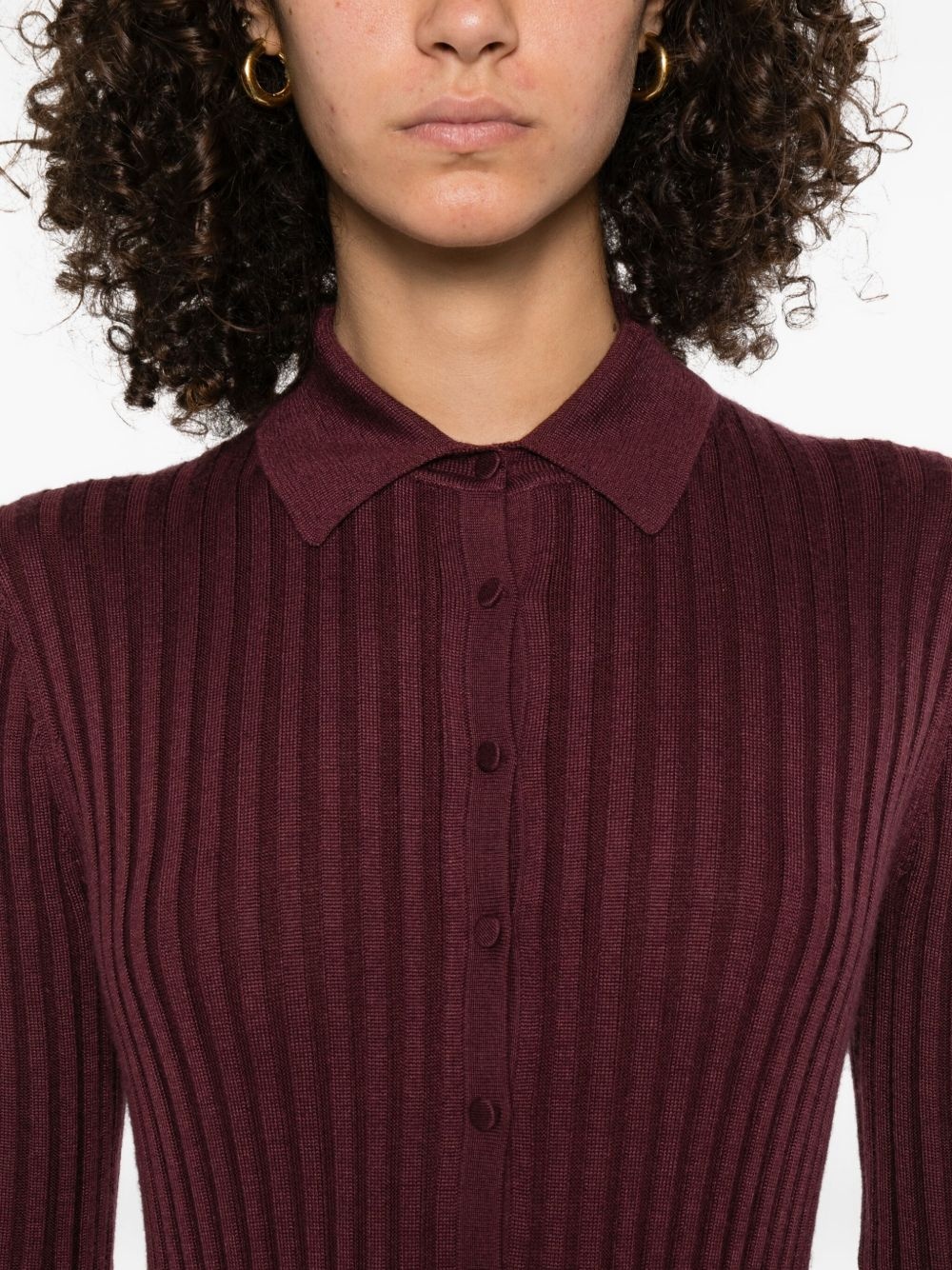 ribbed collared midi dress - 5