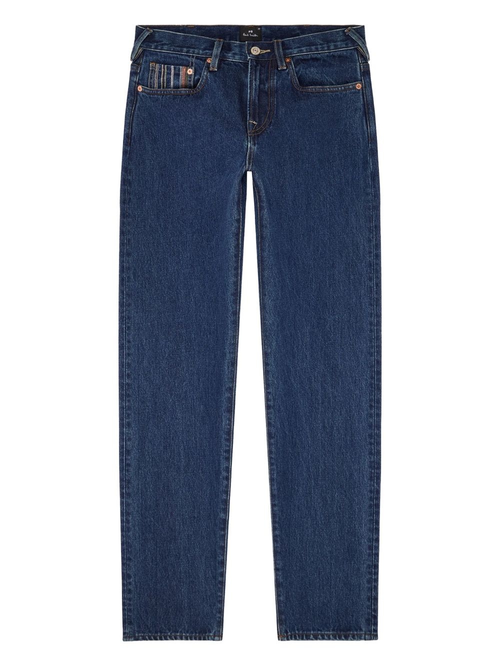 embroidered-striped pocket jeans - 1