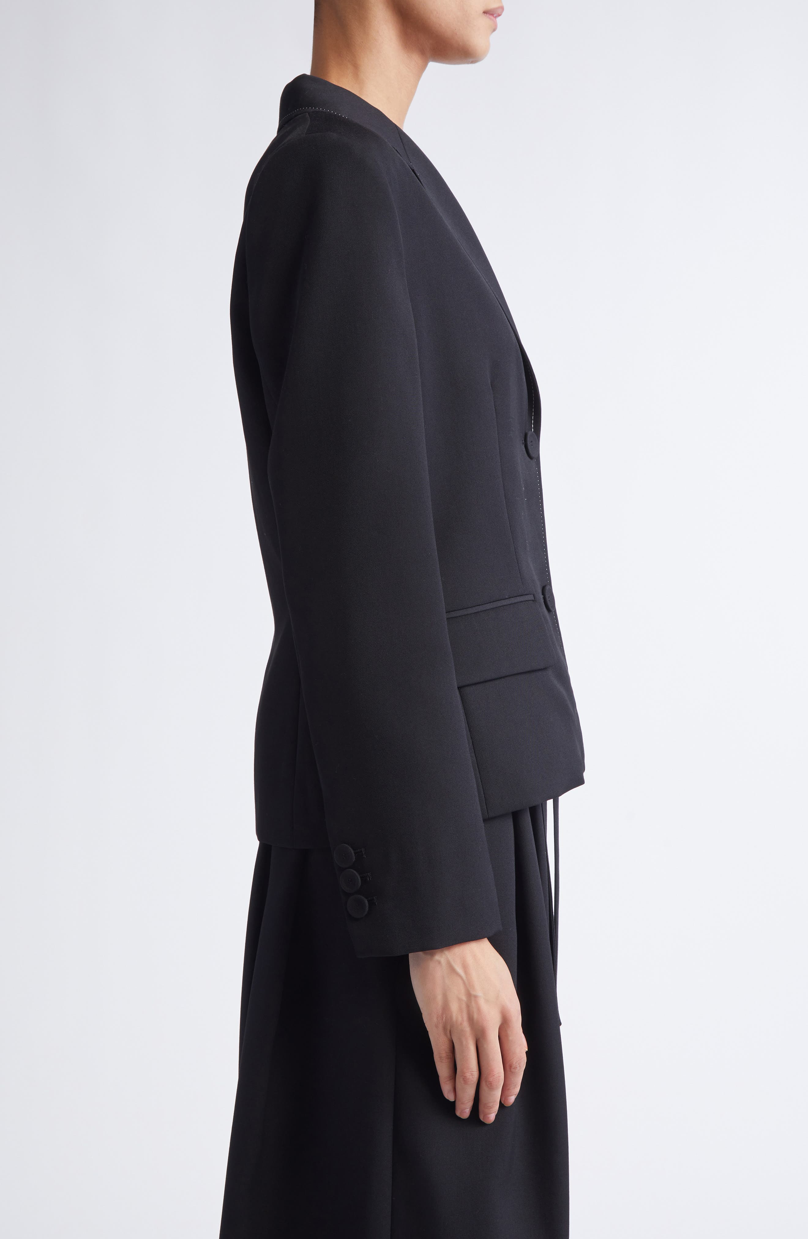 Marni Classic Lined Virgin Wool Jacket with Accentuated Waist in Black at Nordstrom - 4