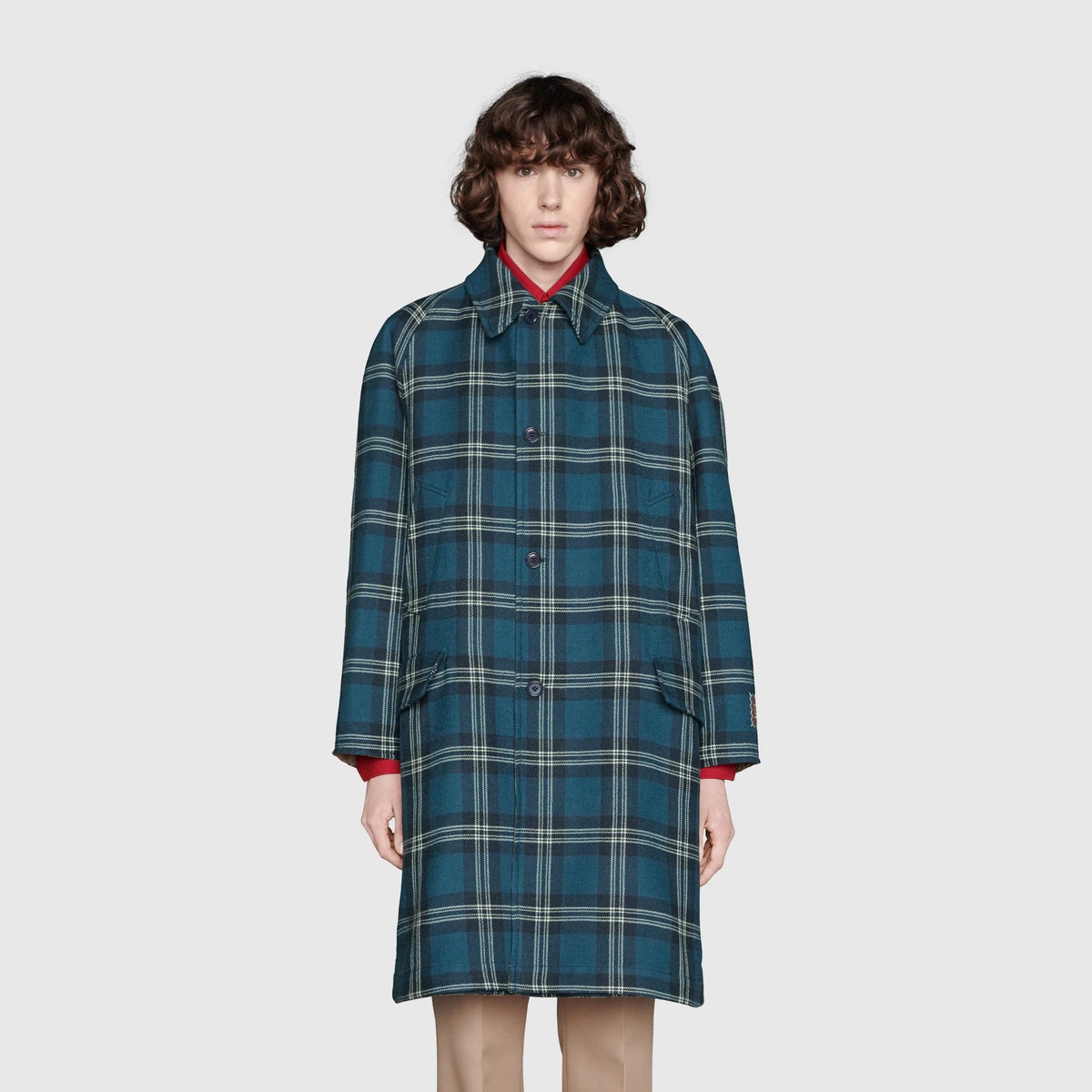 Reversible tartan wool coat - 4