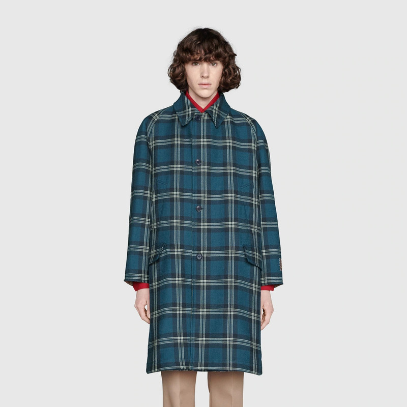 Reversible tartan wool coat 4