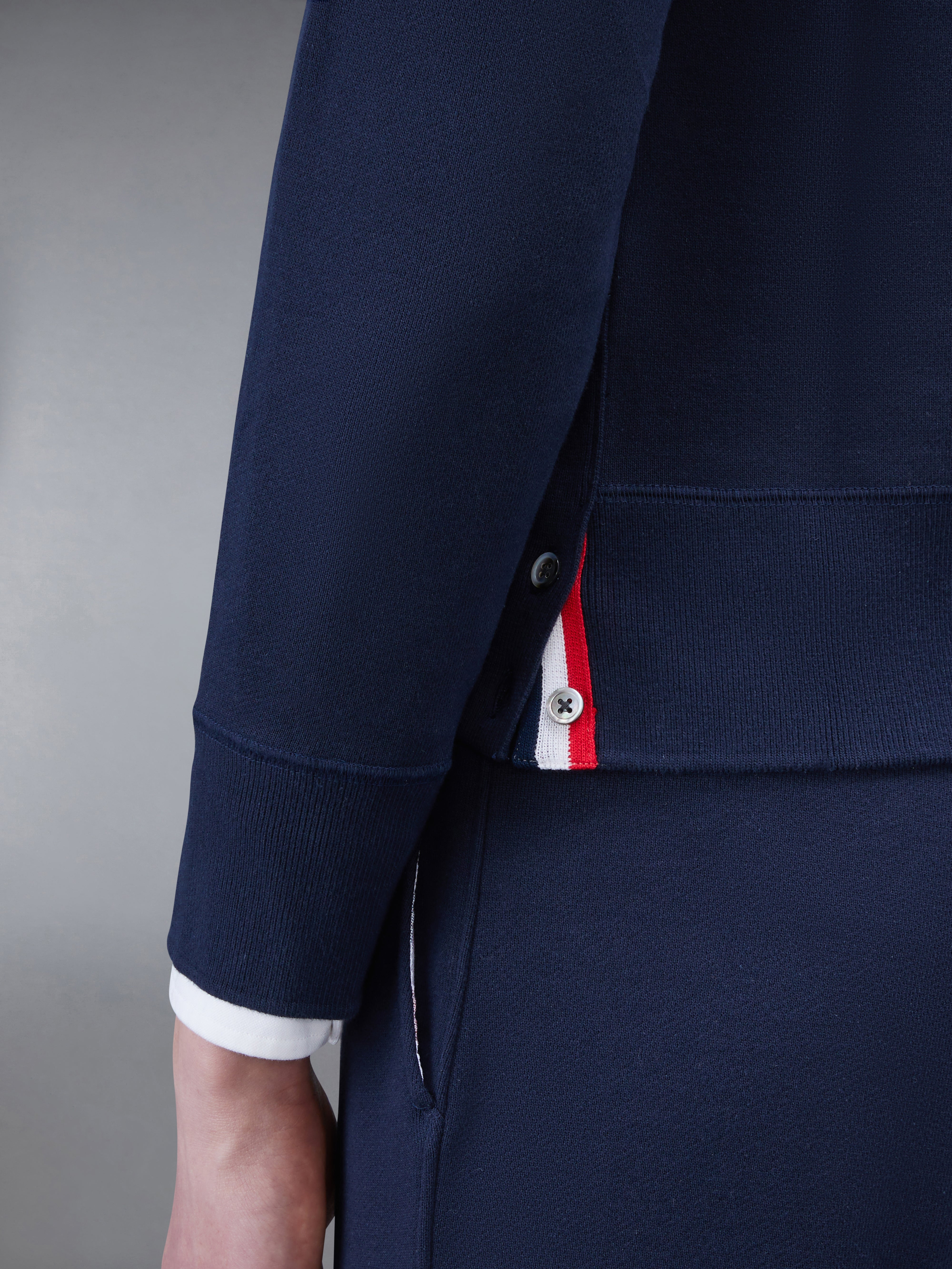 Navy Loopback Jersey Knit 4-bar Crew Neck Sweatshirt - 5