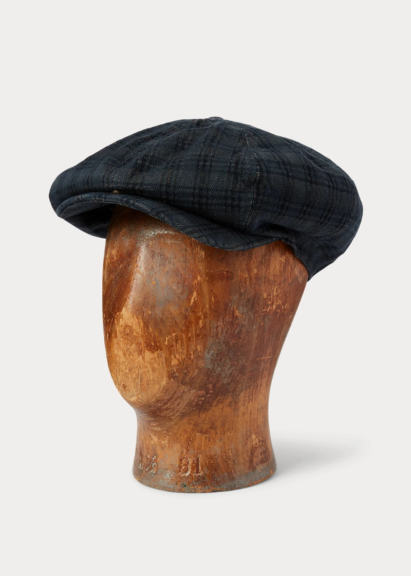 Plaid Jacquard Denim Newsboy Cap 1
