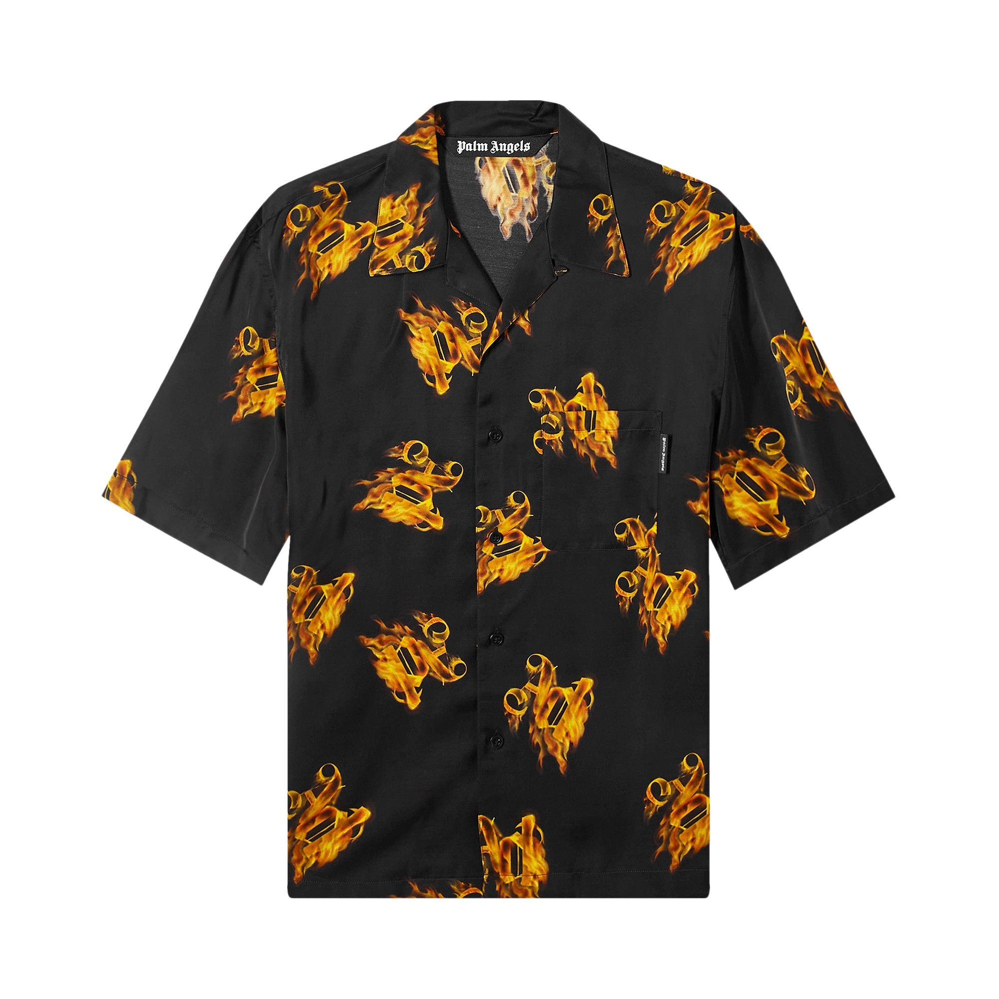 Palm Angels Burning Monogram Shirt 'Black/Gold' - 1