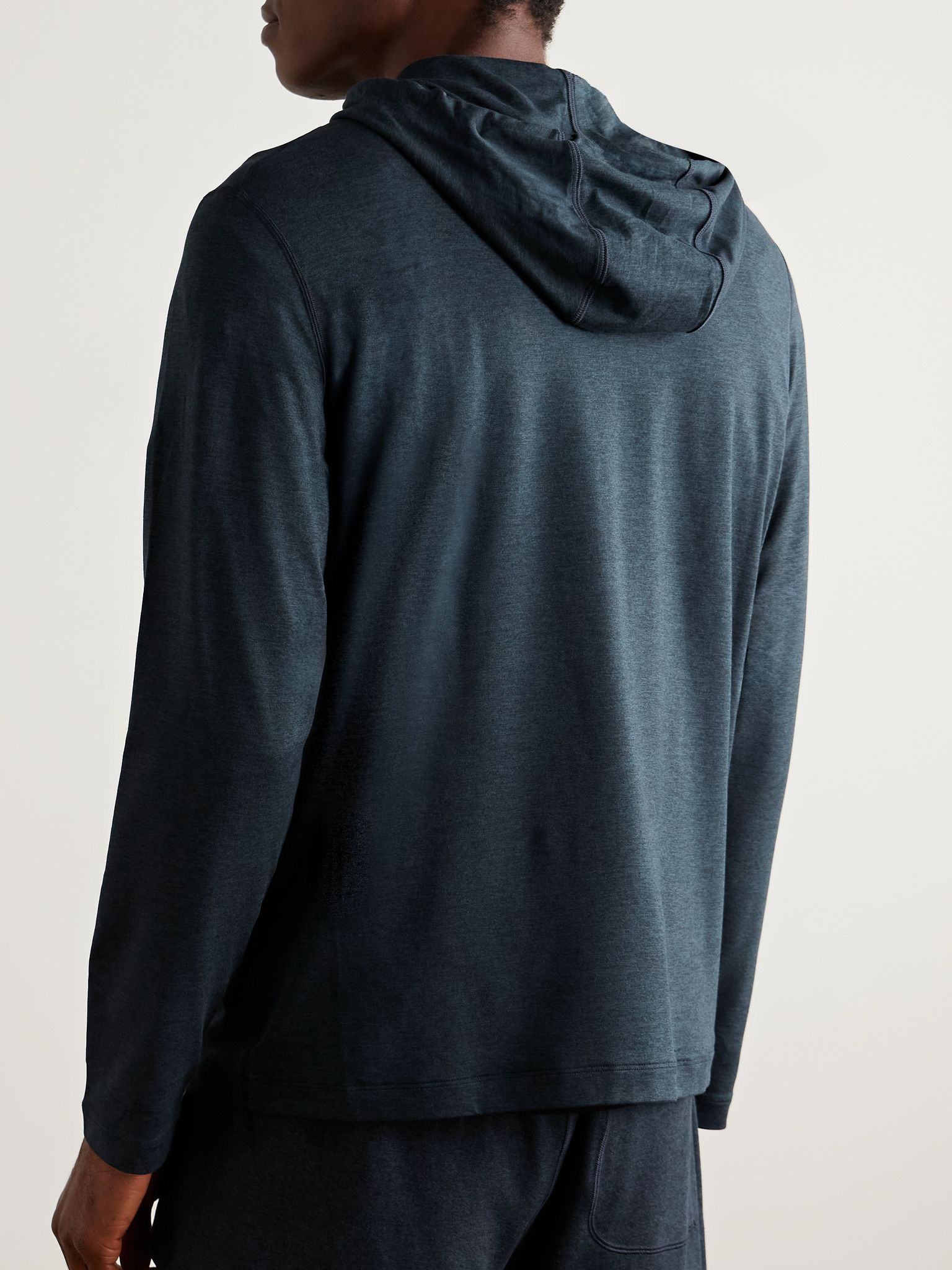 Stretch Recycled-Jersey Hoodie Navy - 3