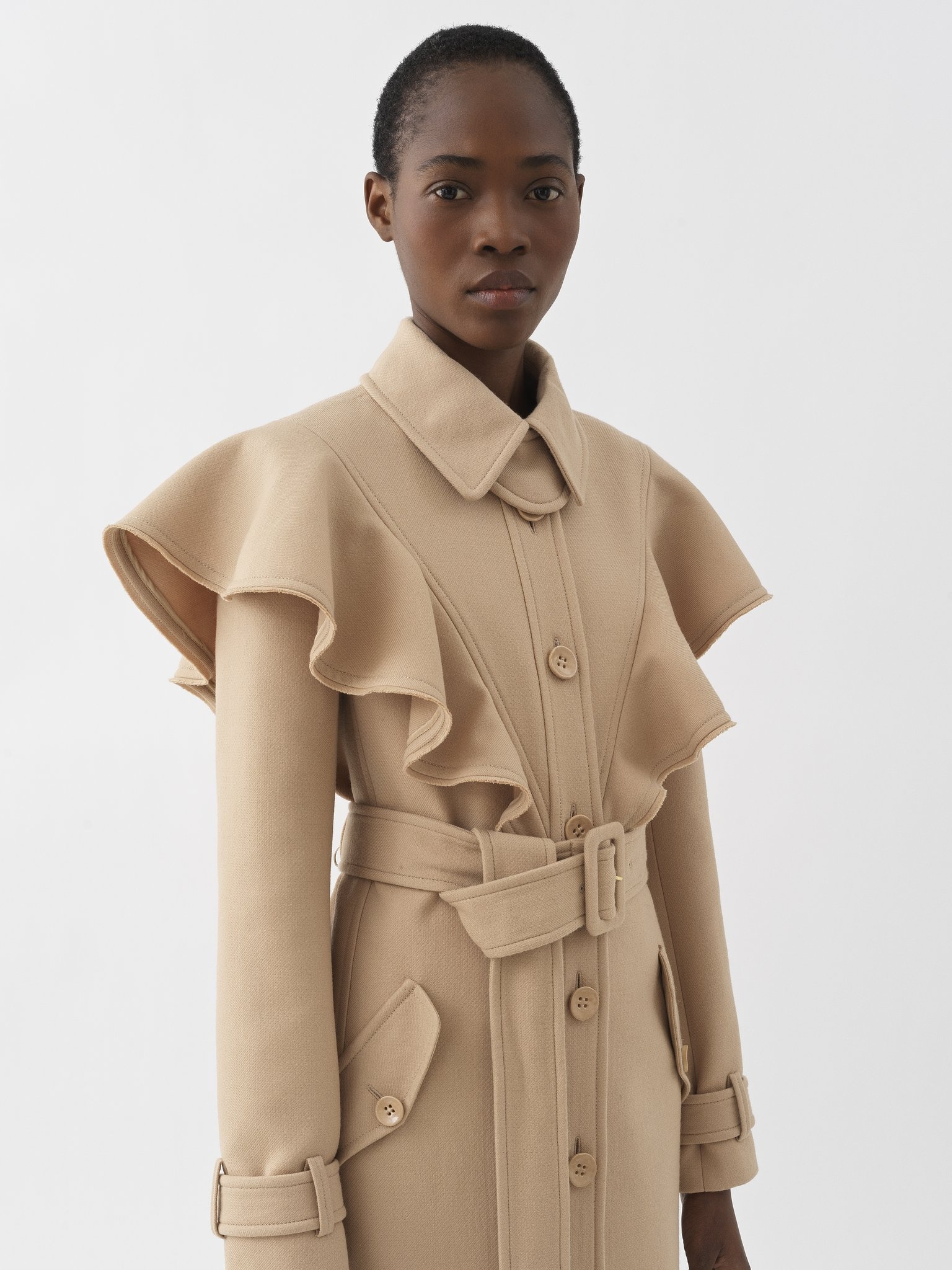 RUFFLED TRENCH COAT - 5