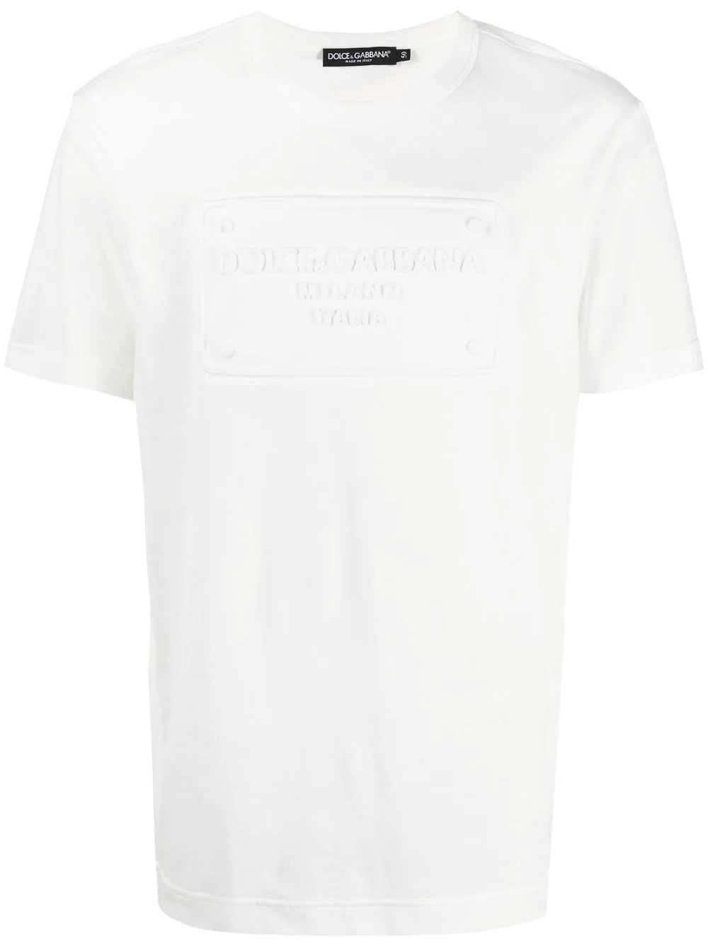 raised logo round-neck T-shirt - 1