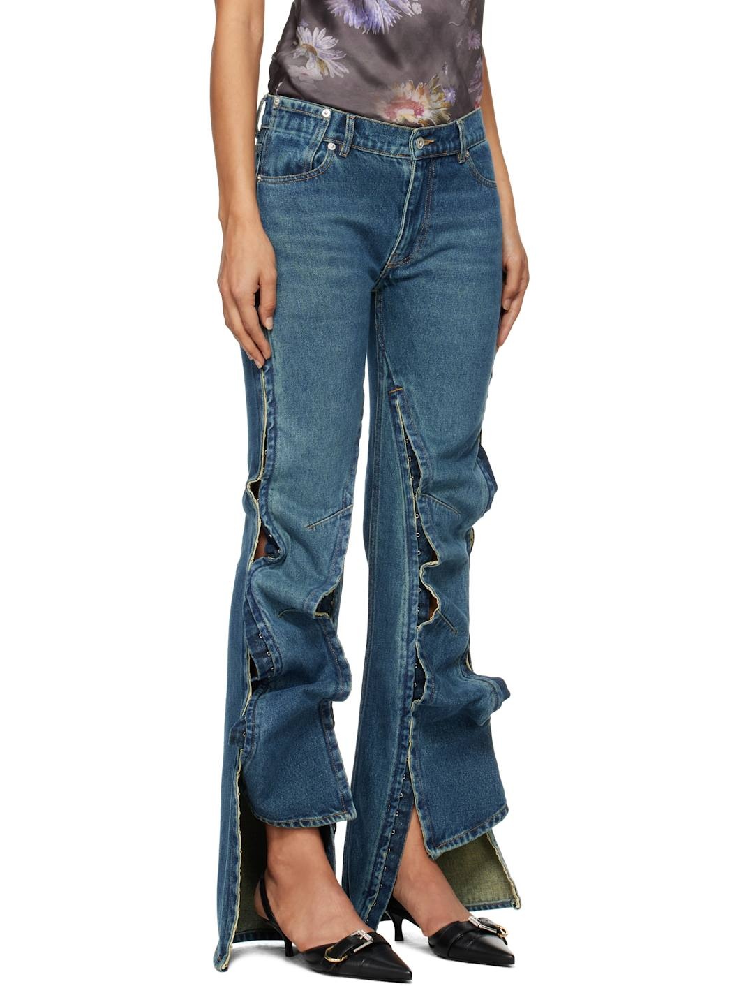Blue Hook and Eye Slim Jeans - 2