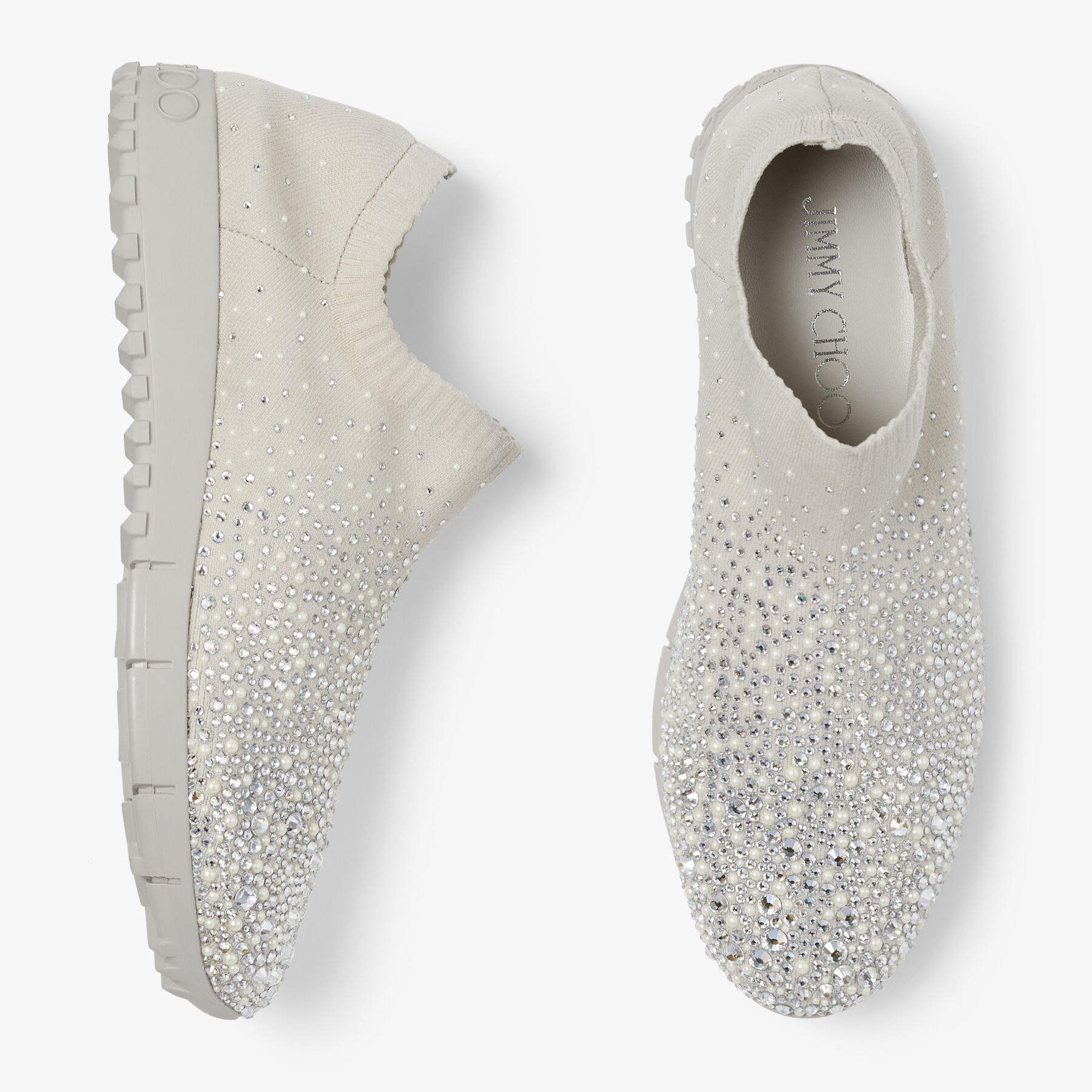 Verona
Pebble Grey Knit Trainers with Dégrade Crystals - 6
