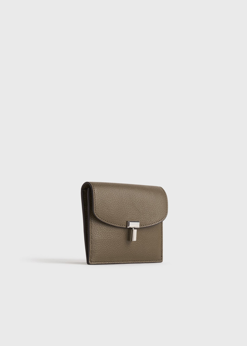 T-lock grained-leather cardholder dark taupe 3