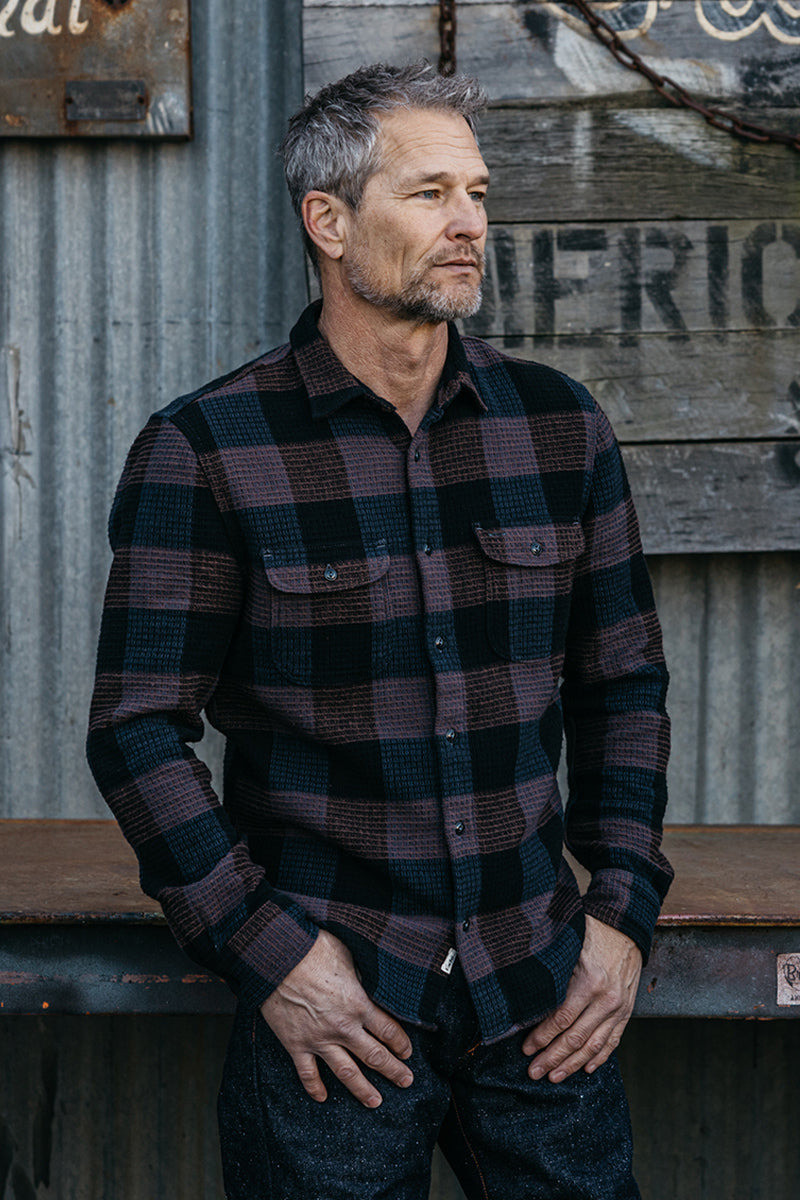 HIROSHI KATO The Brace Waffle Plaid - Coal outlook