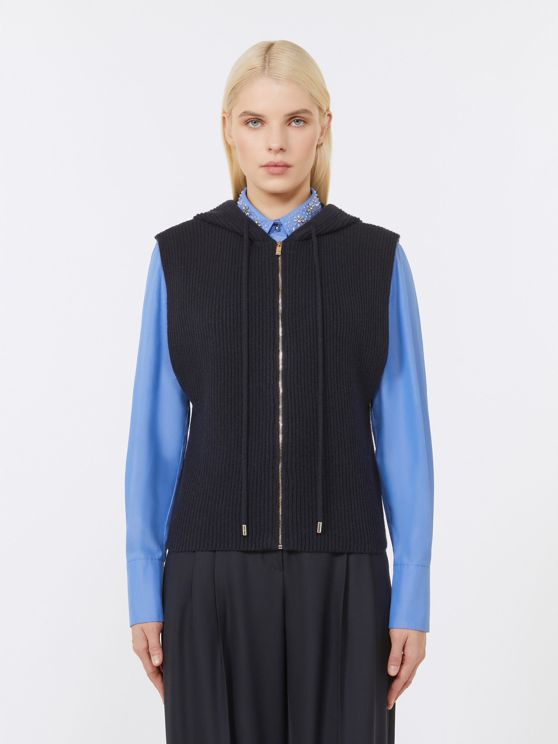 MESCAL Wool and cashmere hooded gilet - 3