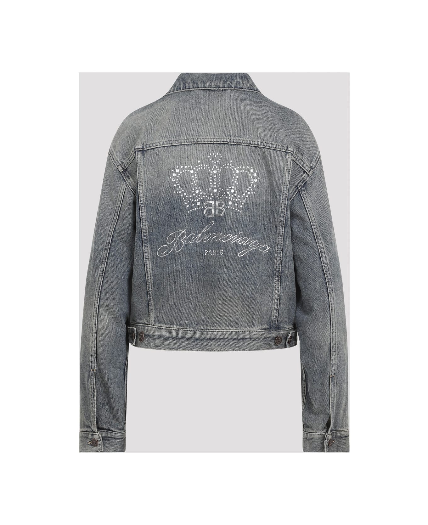 Rhinestone Logo Denim Jacket - 4