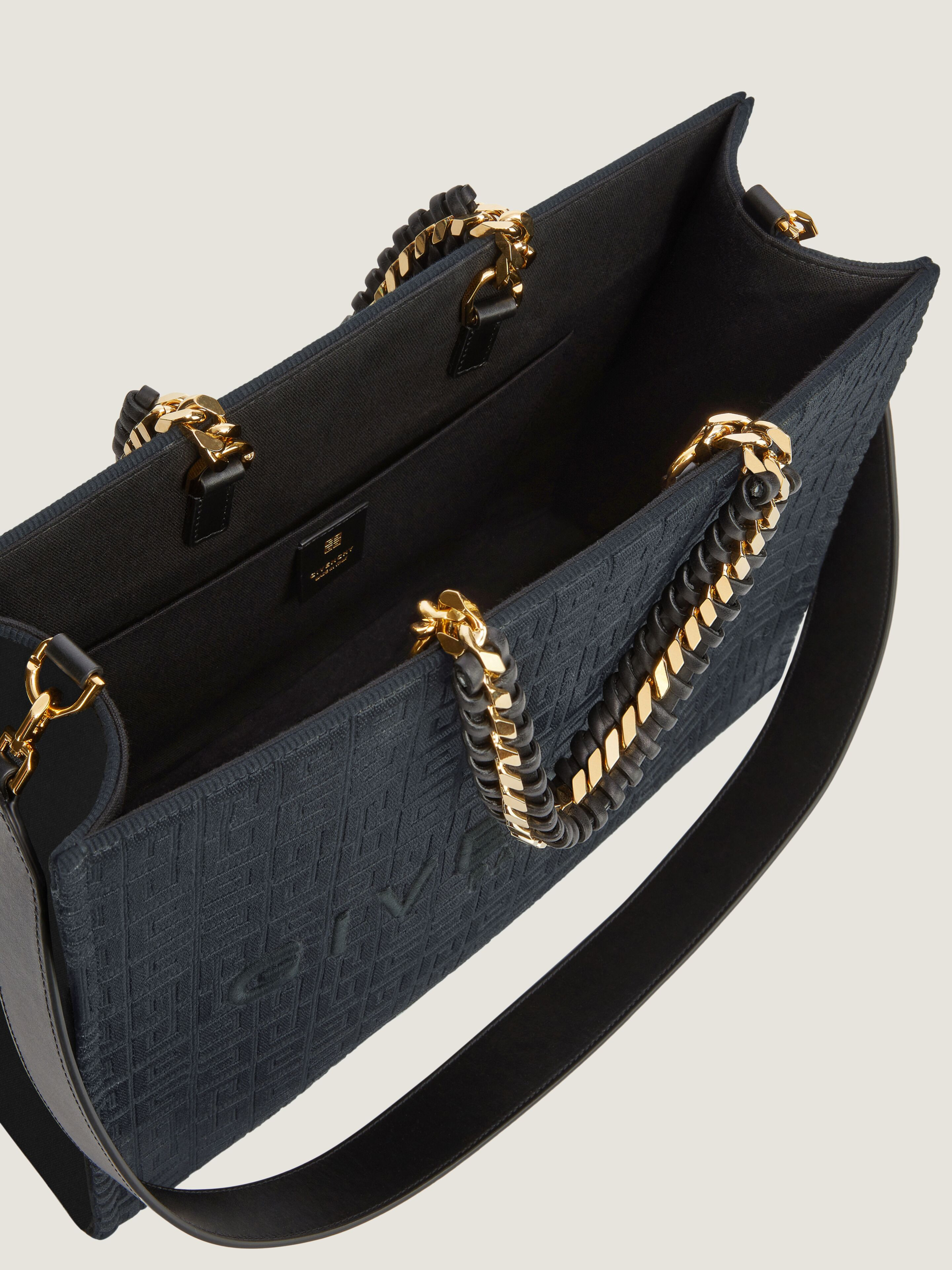 MEDIUM G-TOTE SHOPPING BAG IN 4G EMBROIDERY WITH CHAIN - 4