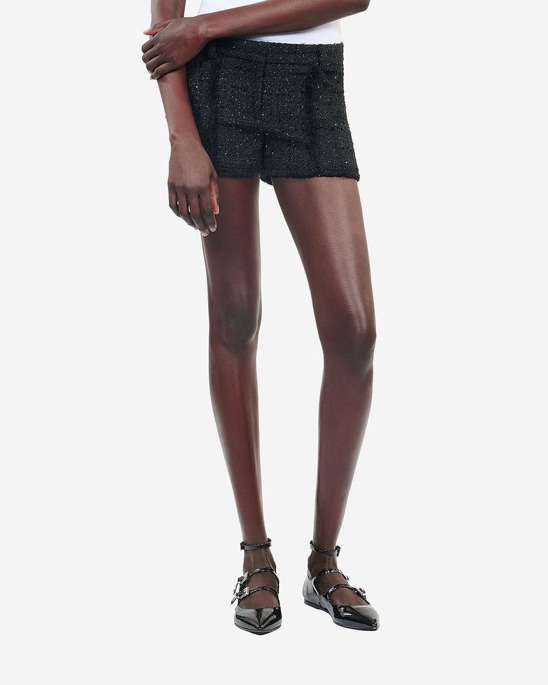 BLACK TWEED SHORTS 5