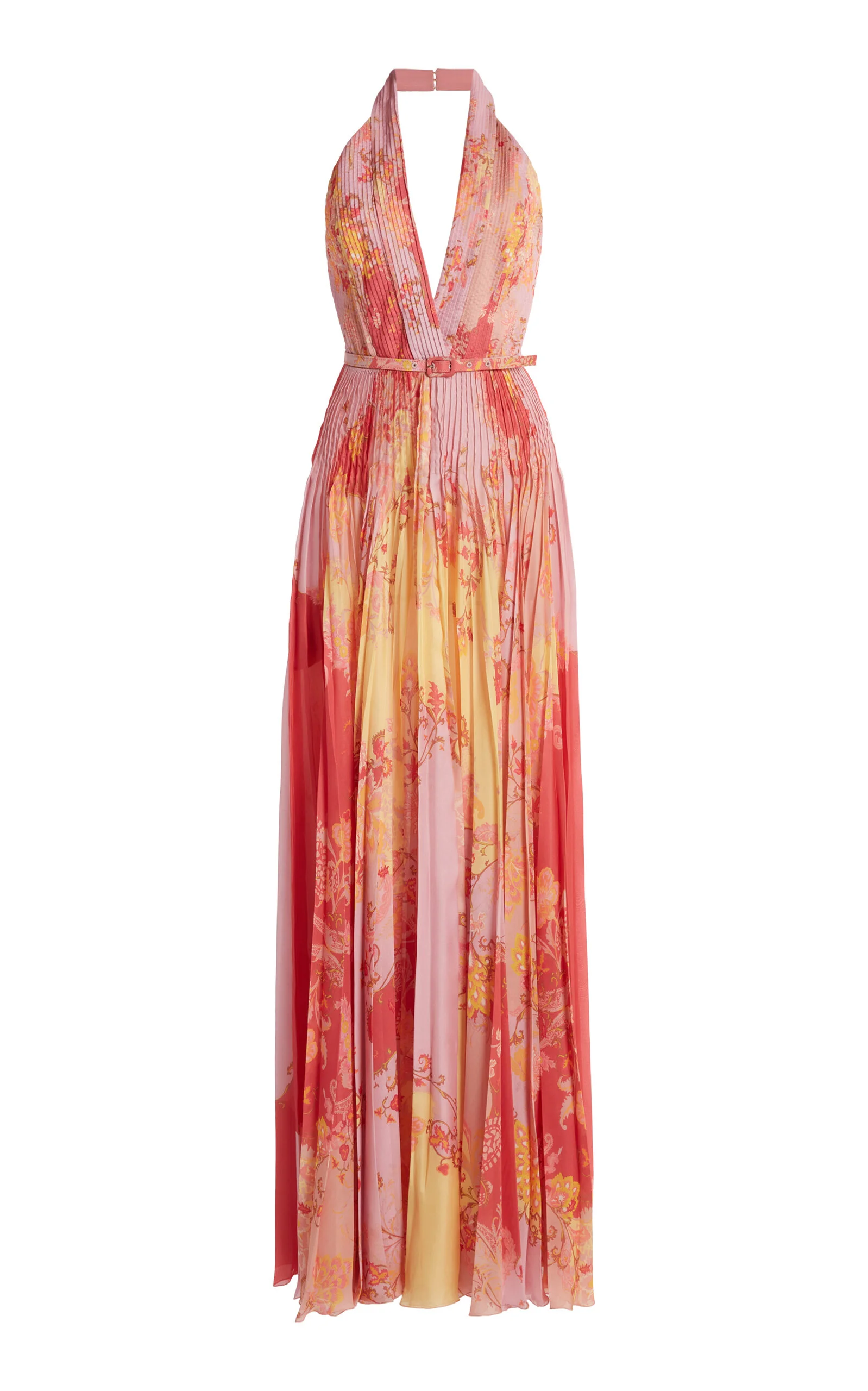 Belted Floral Plisse Maxi Dress multi - 1