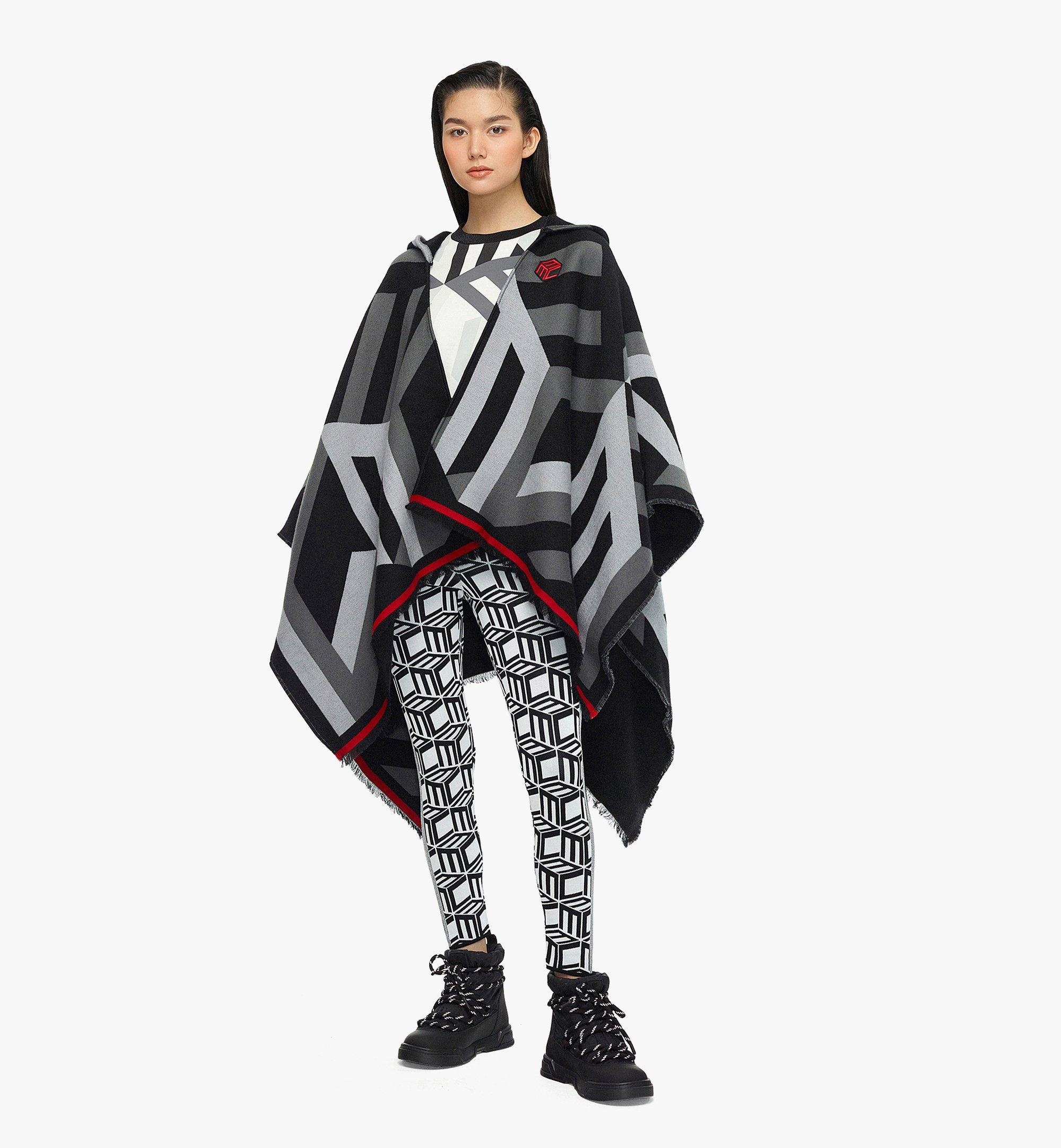 Cubic Monogram Wool Poncho - 2