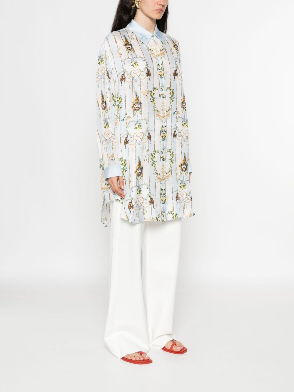 graphic-print silk shirt - 3
