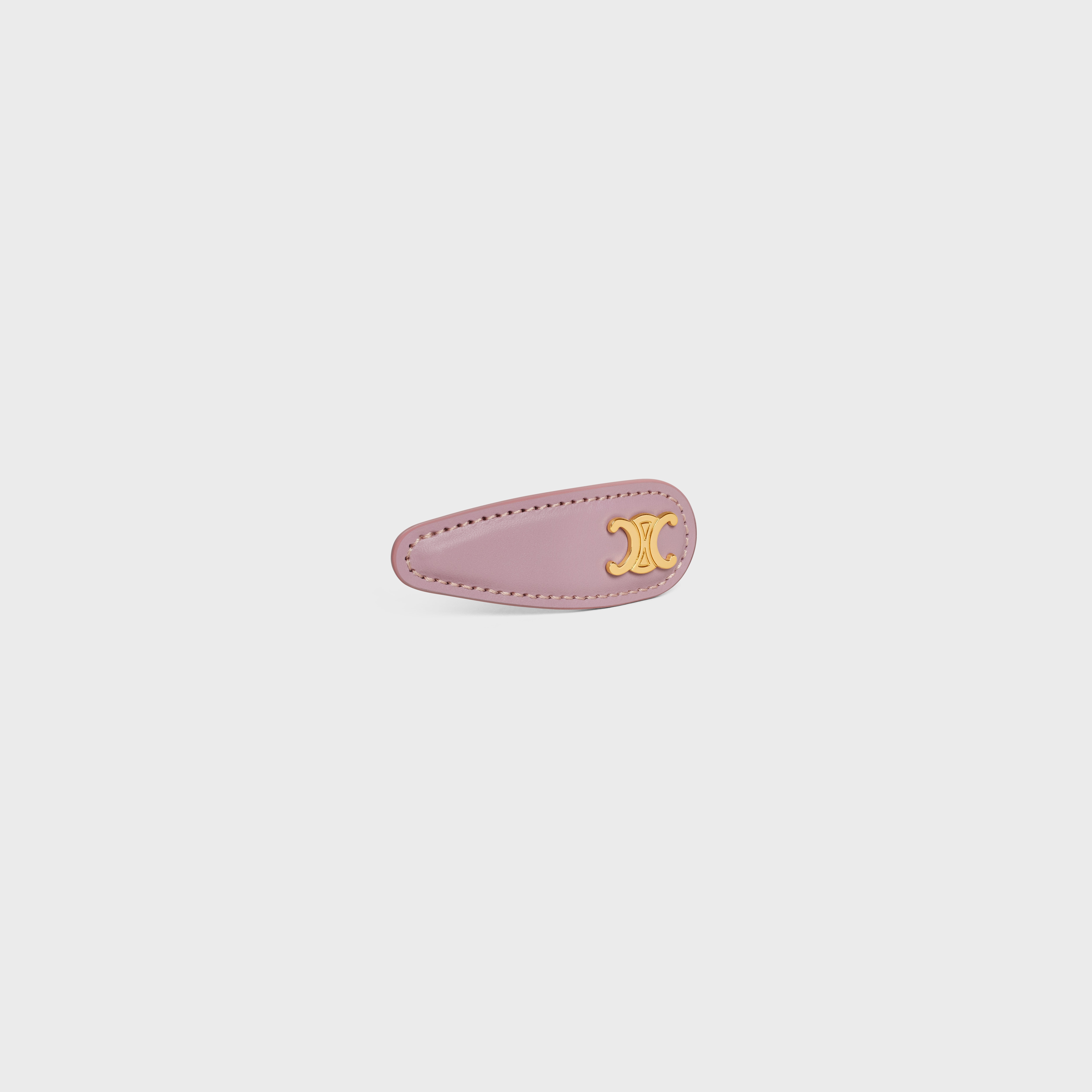Triomphe Snap Hair Clip in Brass with Gold Finish, Calfskin and Steel - 2