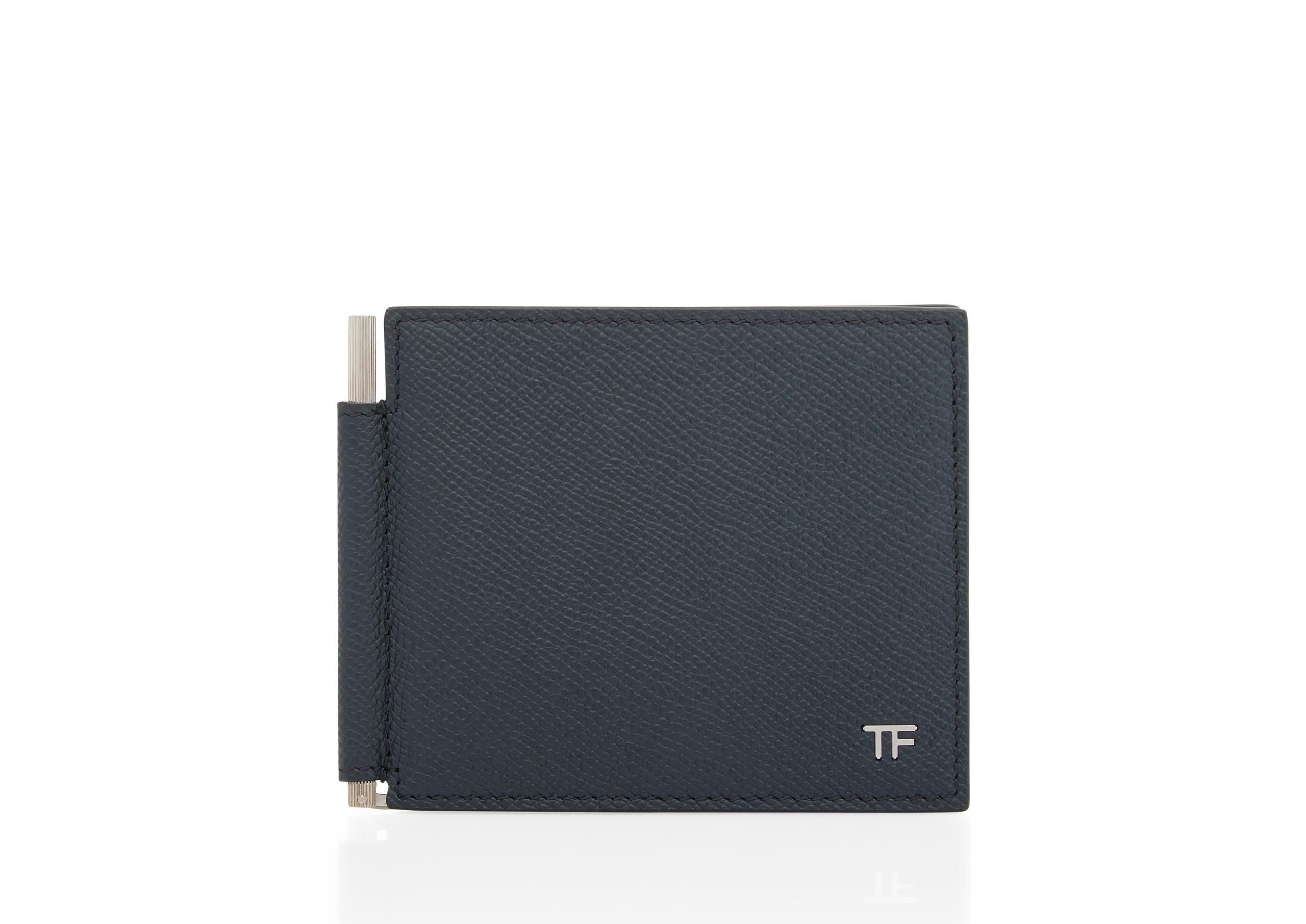 SMALL GRAIN LEATHER MONEY CLIP WALLET - 1