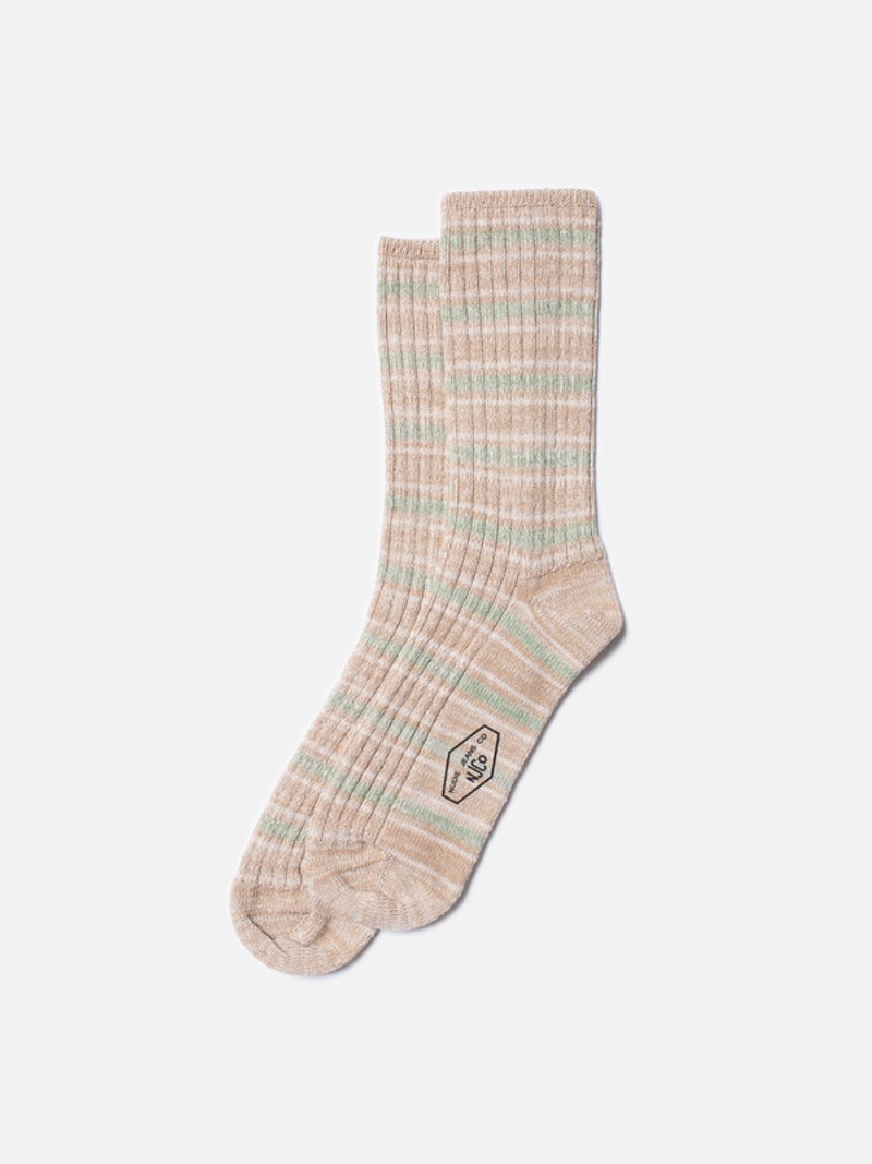 Chunky Sock Allover Stripe Beigemelange 1