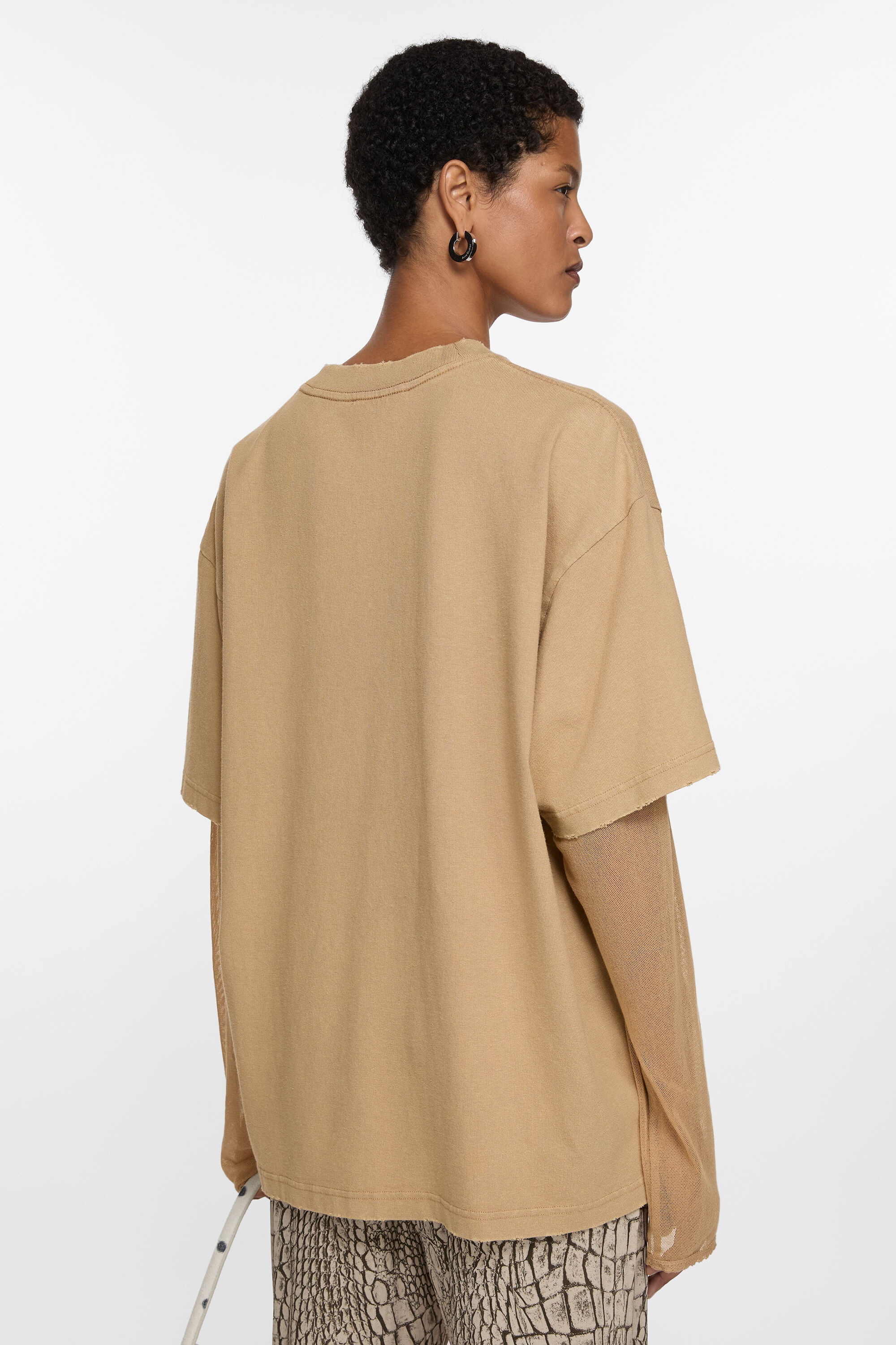 Layered print t-shirt - Sand beige - 3