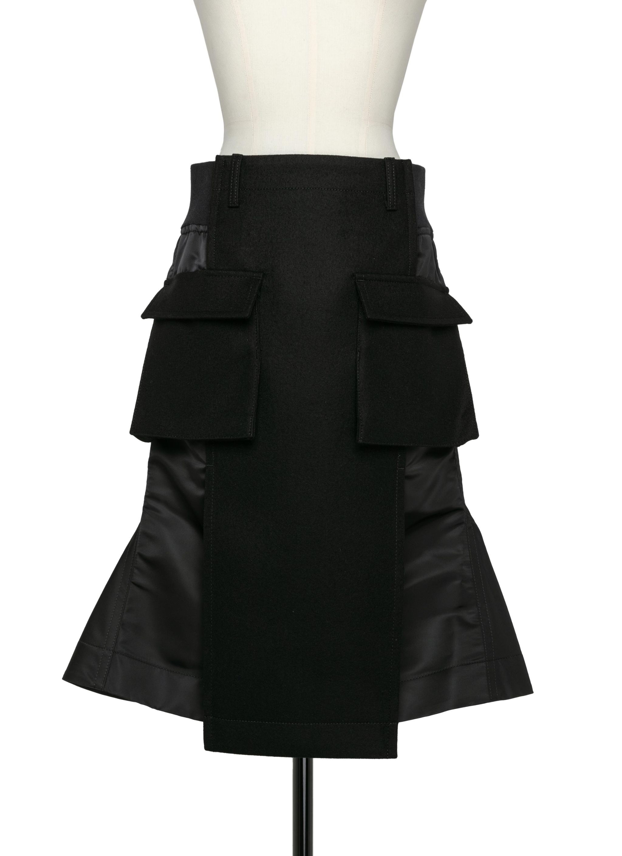 Wool Melton x Nylon Twill Skirt - 1