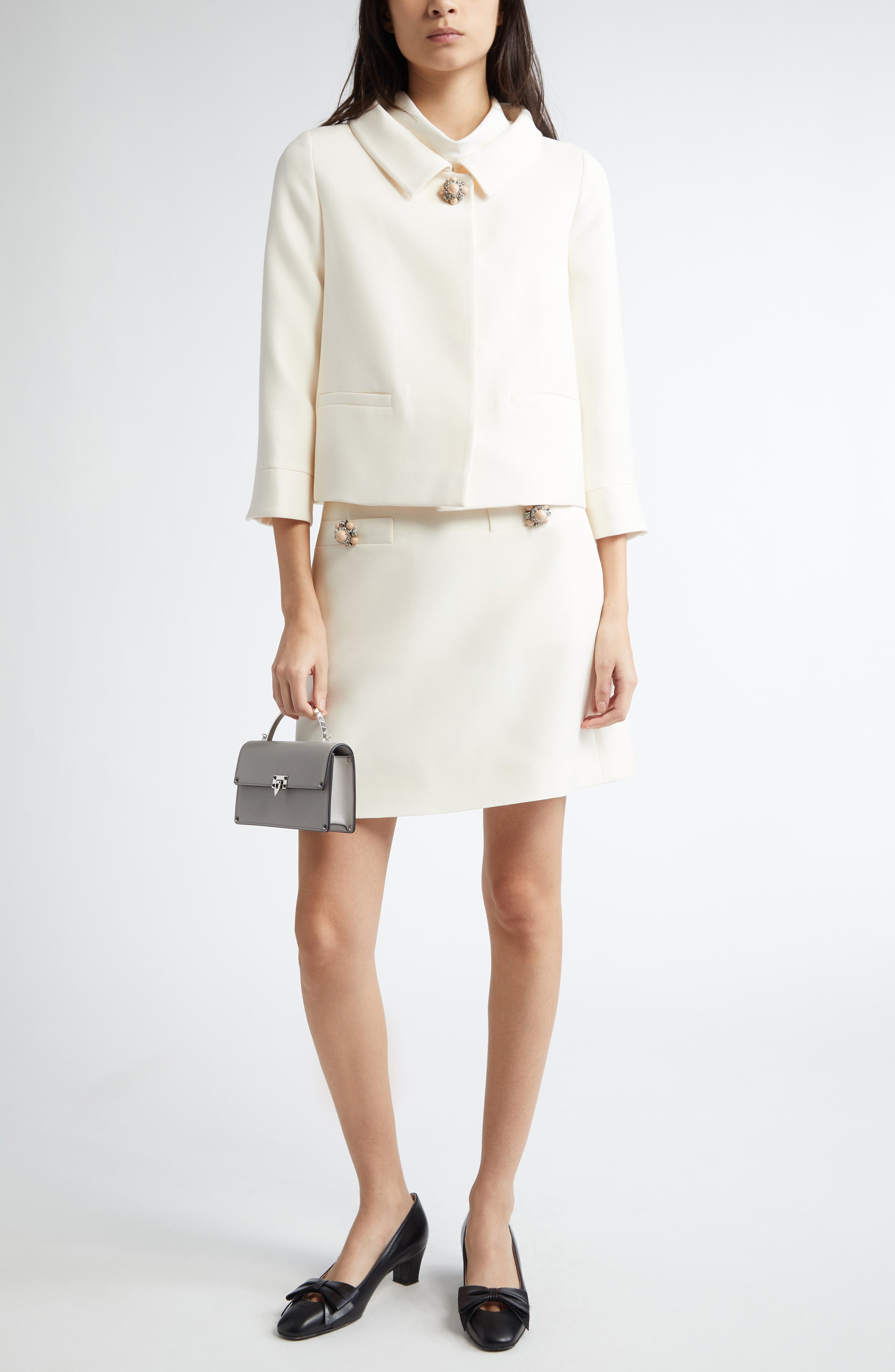 Valentino Garavani Crepe Couture Jacket in Ivory at Nordstrom - 2
