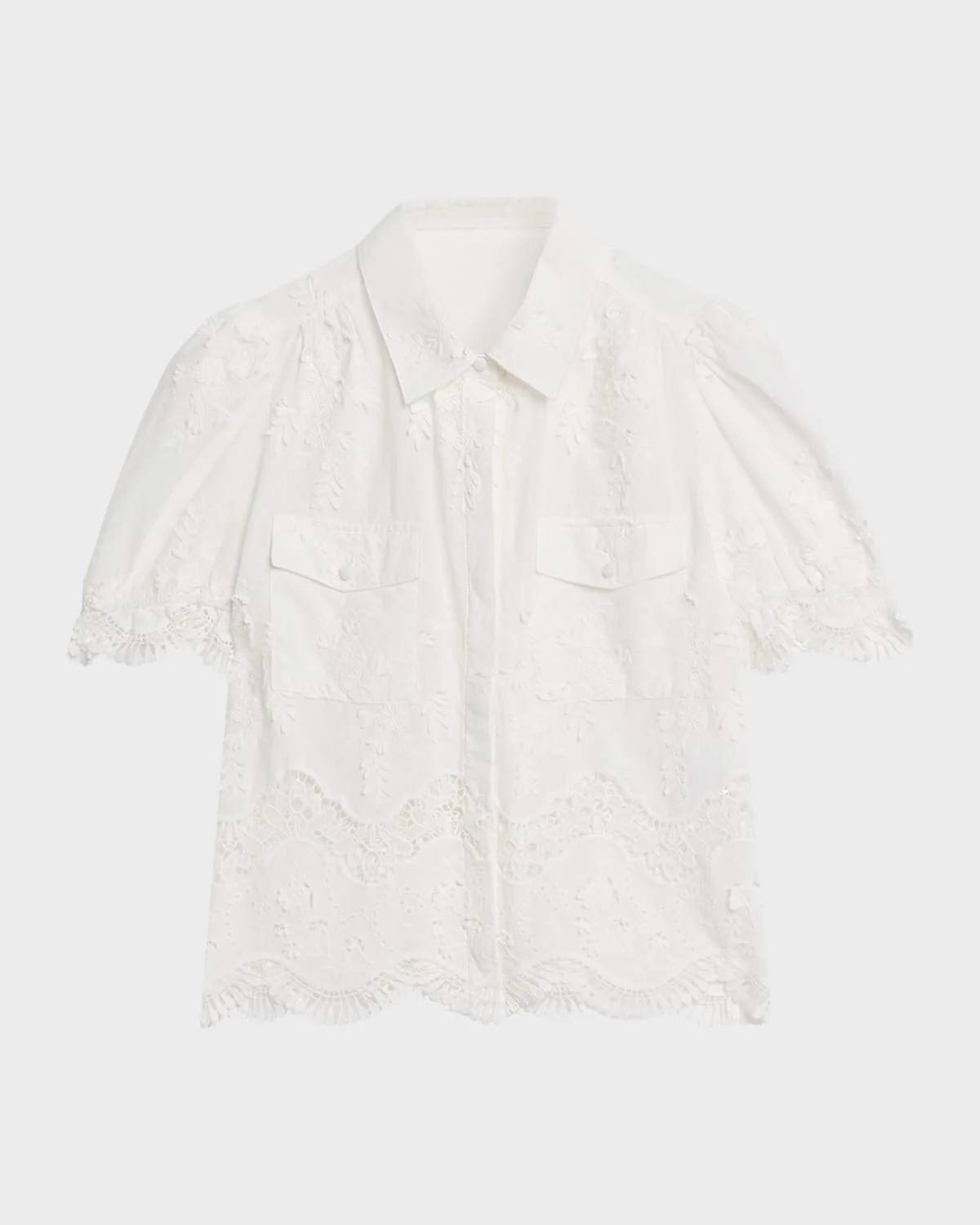 Mina 3D Floral Cotton-Voile Shirt - 1