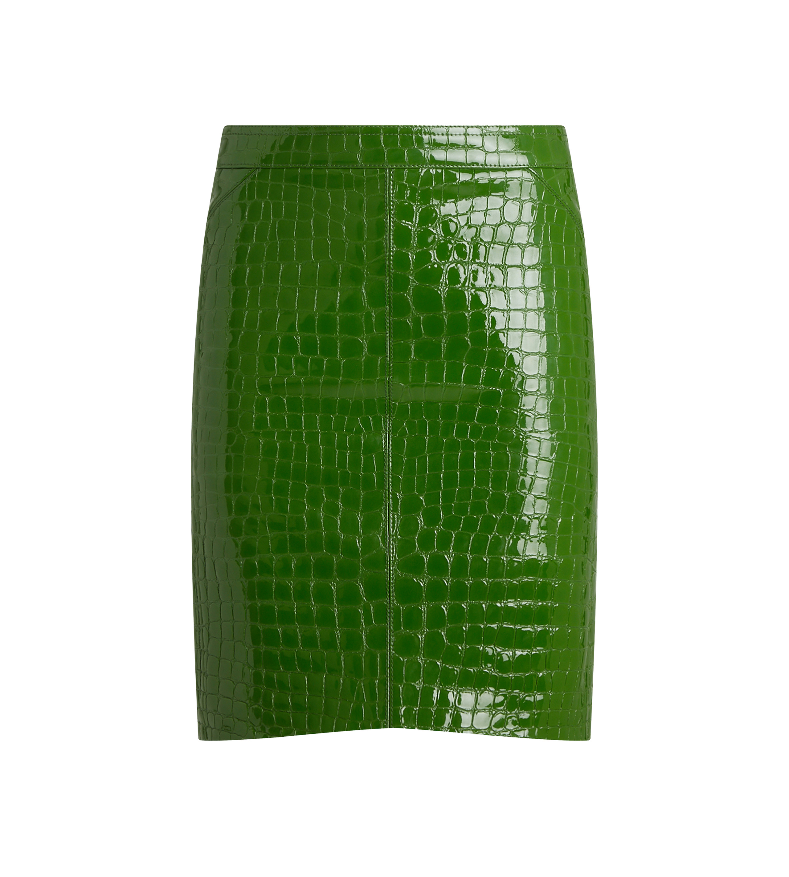 GLOSSY CROCO EMBOSSED GOAT LEATHER SKIRT - 1